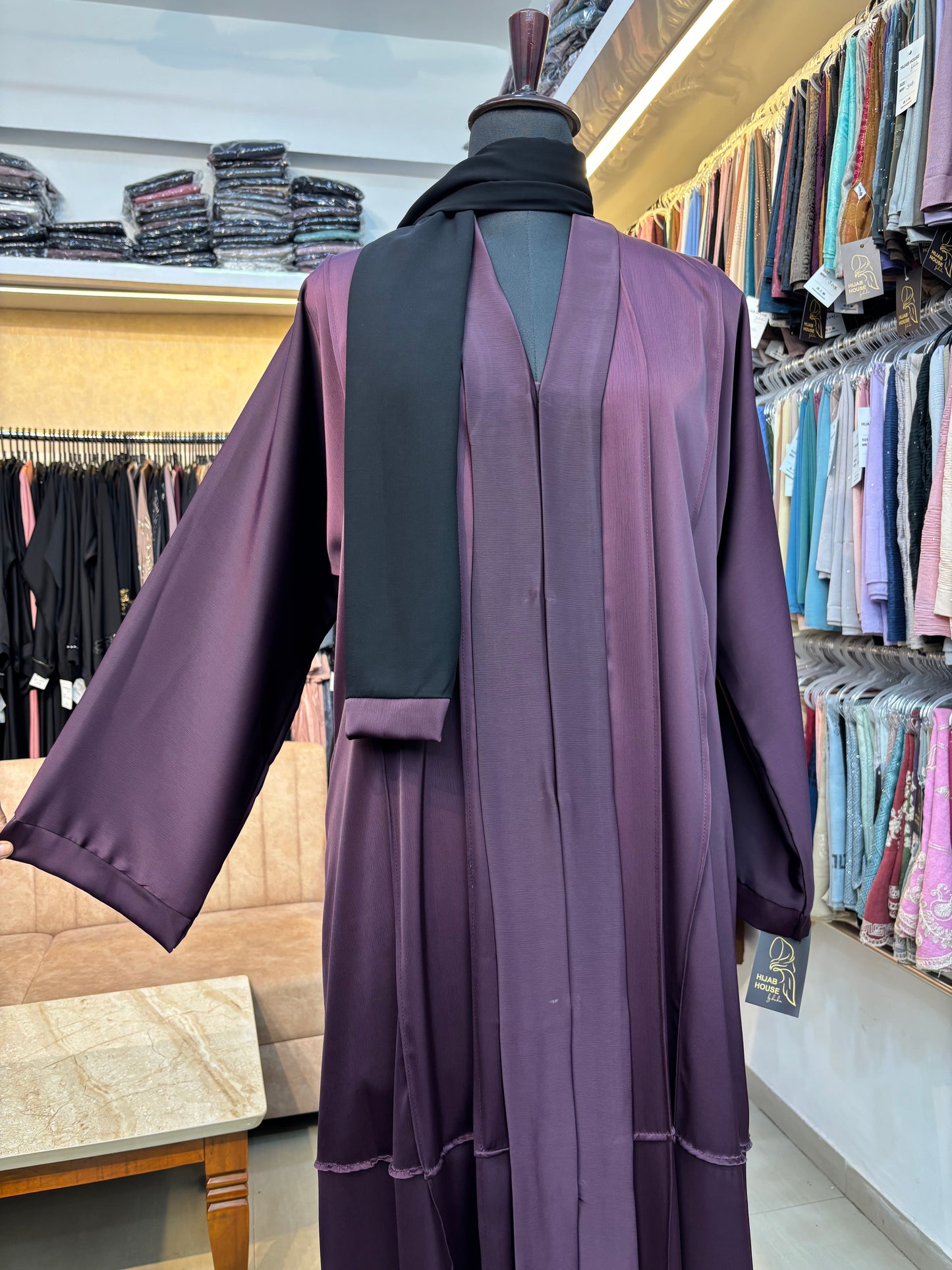 Kimono Style Box Pleated Burkha with Imported Tick Tok Fabric