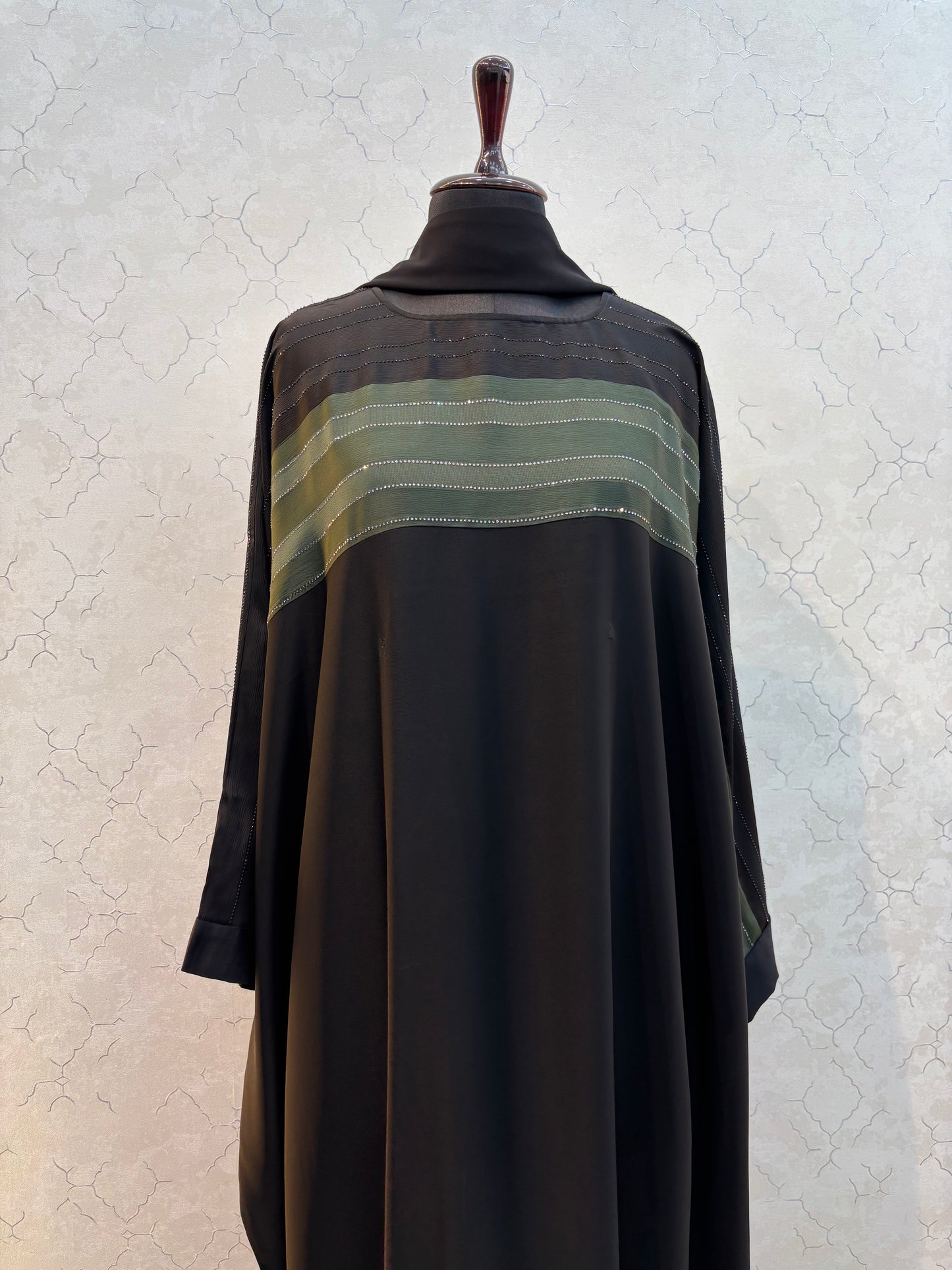 Swarovski Abaya Double Shaded Premium Nida Fabric ( free size )