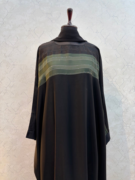 Swarovski Abaya Double Shaded Premium Nida Fabric ( free size )