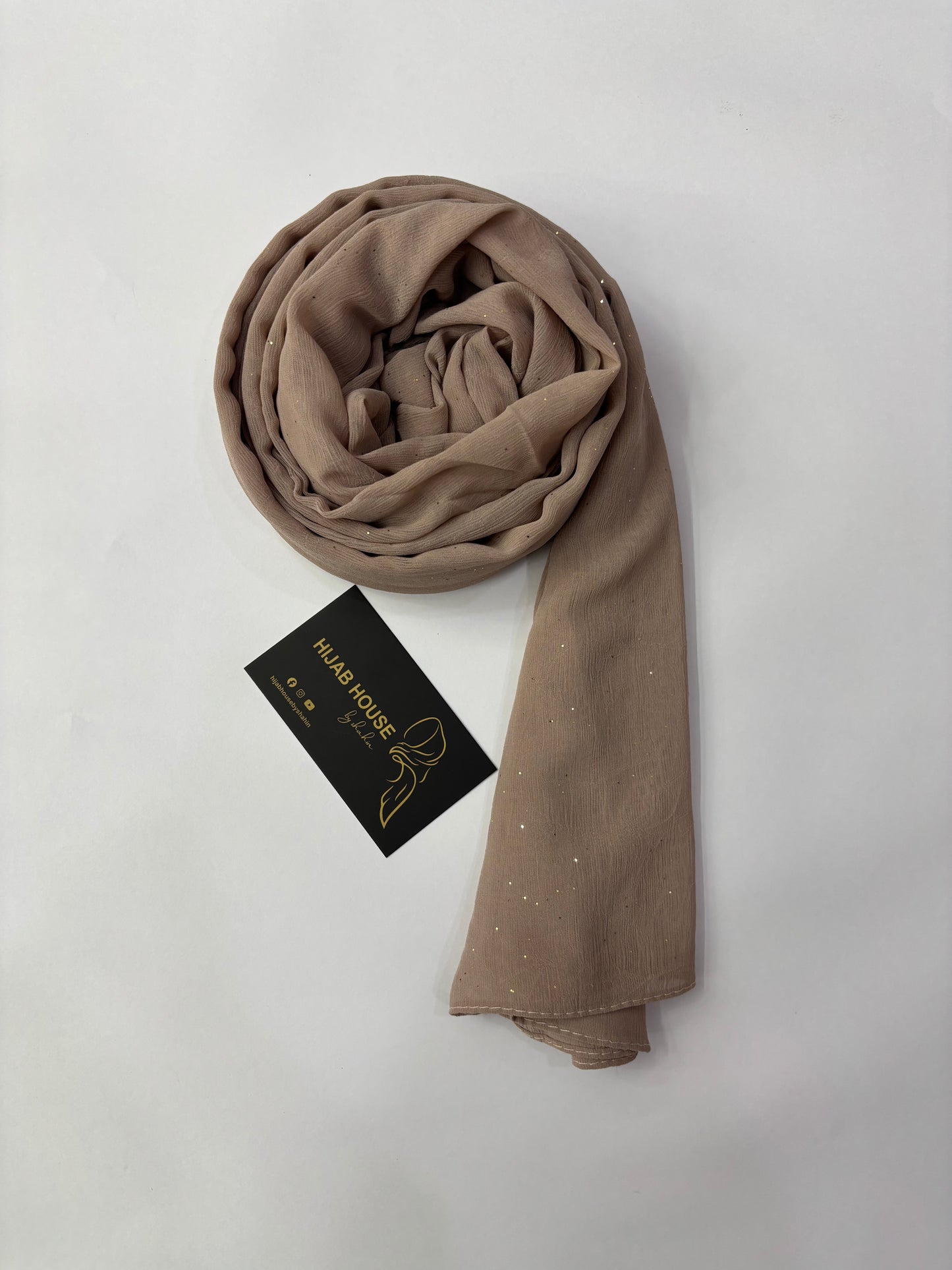 Soft Shimmer Crinkle Chiffon Fabric Hijab Beige Brown
