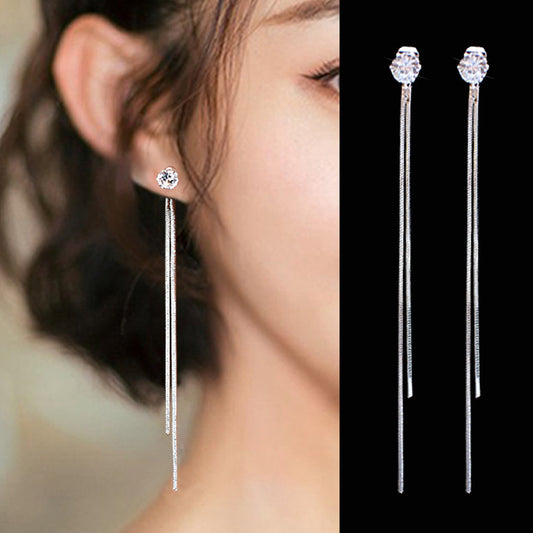 Hot selling long tassel earrings - Silver