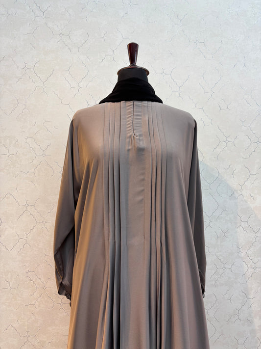 Elegant Front Pleat Burkha Tick Tok Fabric