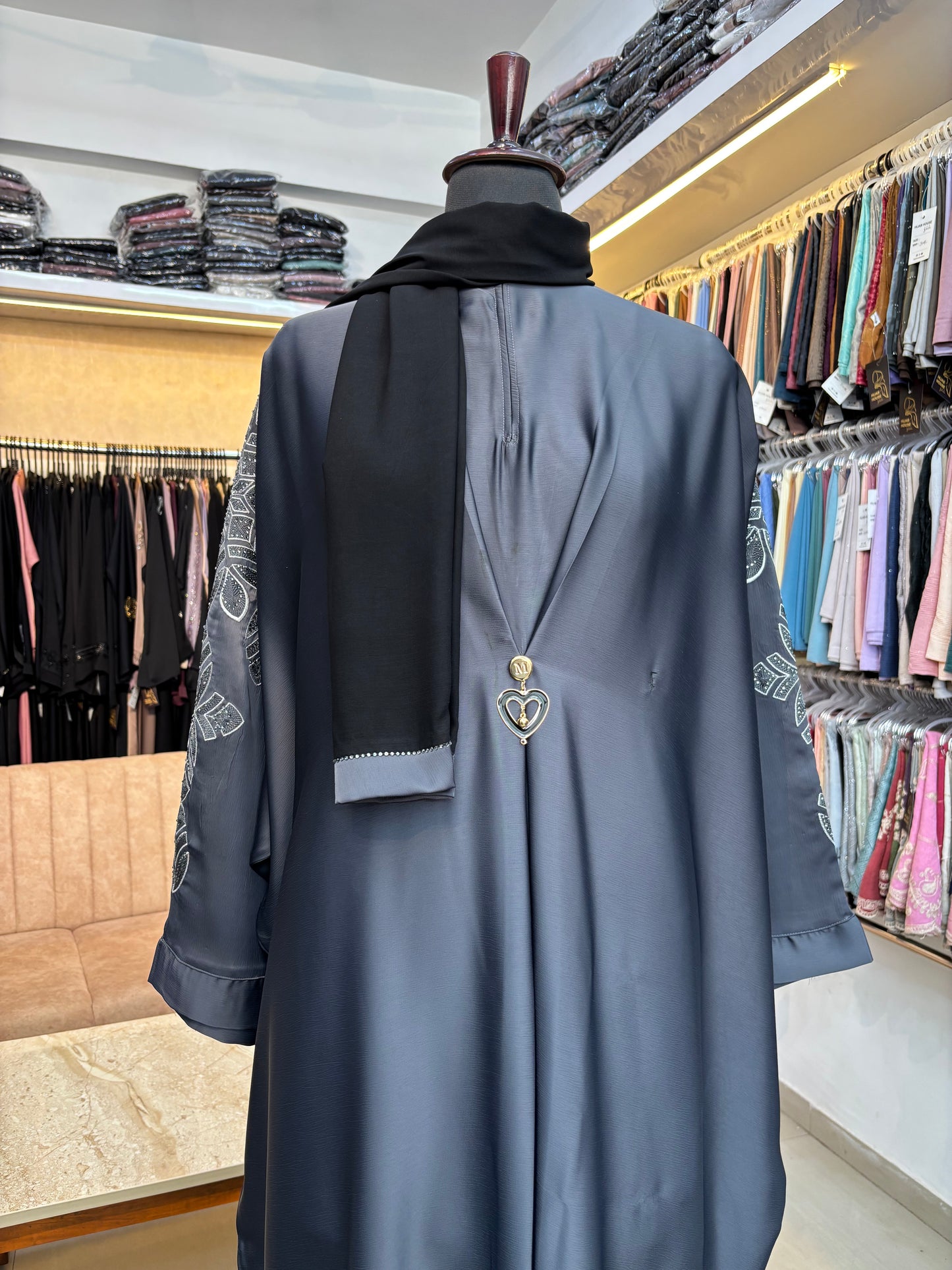 Swarovski Threadwork Abaya Imported Tick Tok Fabric ( free size )