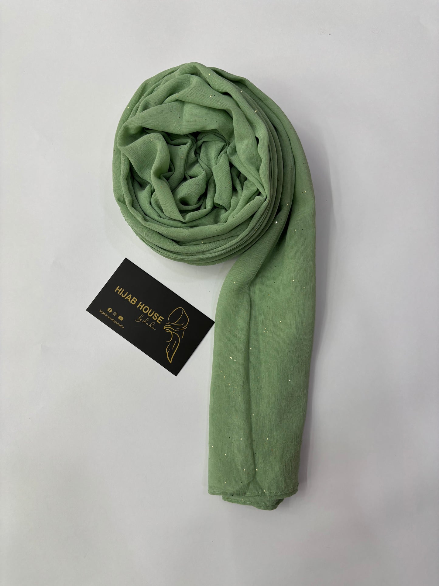 Soft Shimmer Crinkle Chiffon Fabric Hijab Pistachio Green