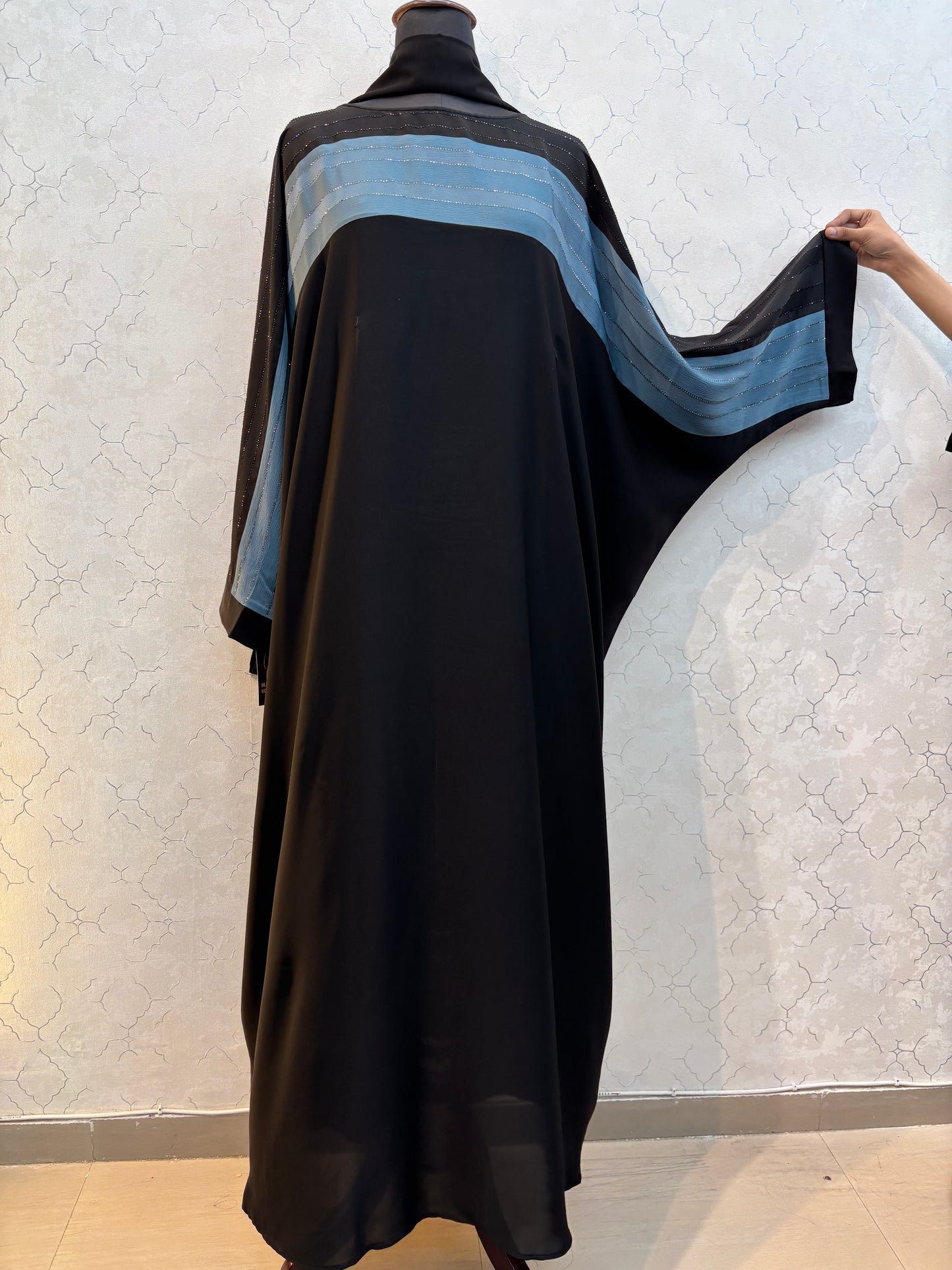 Swarovski Abaya Double Shaded Premium Nida Fabric ( free size )