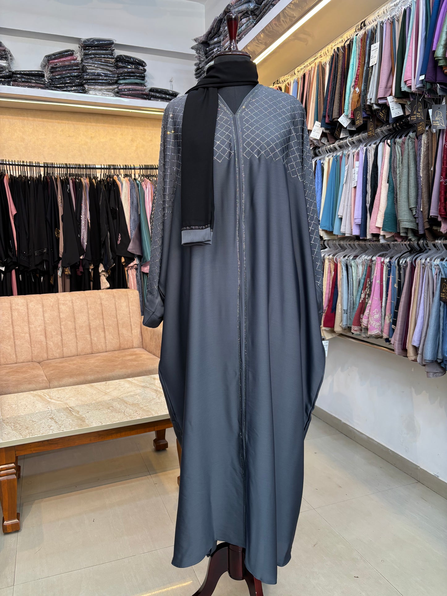 Swarovski Abaya Premium Imported Tick Tok Fabric ( free size )