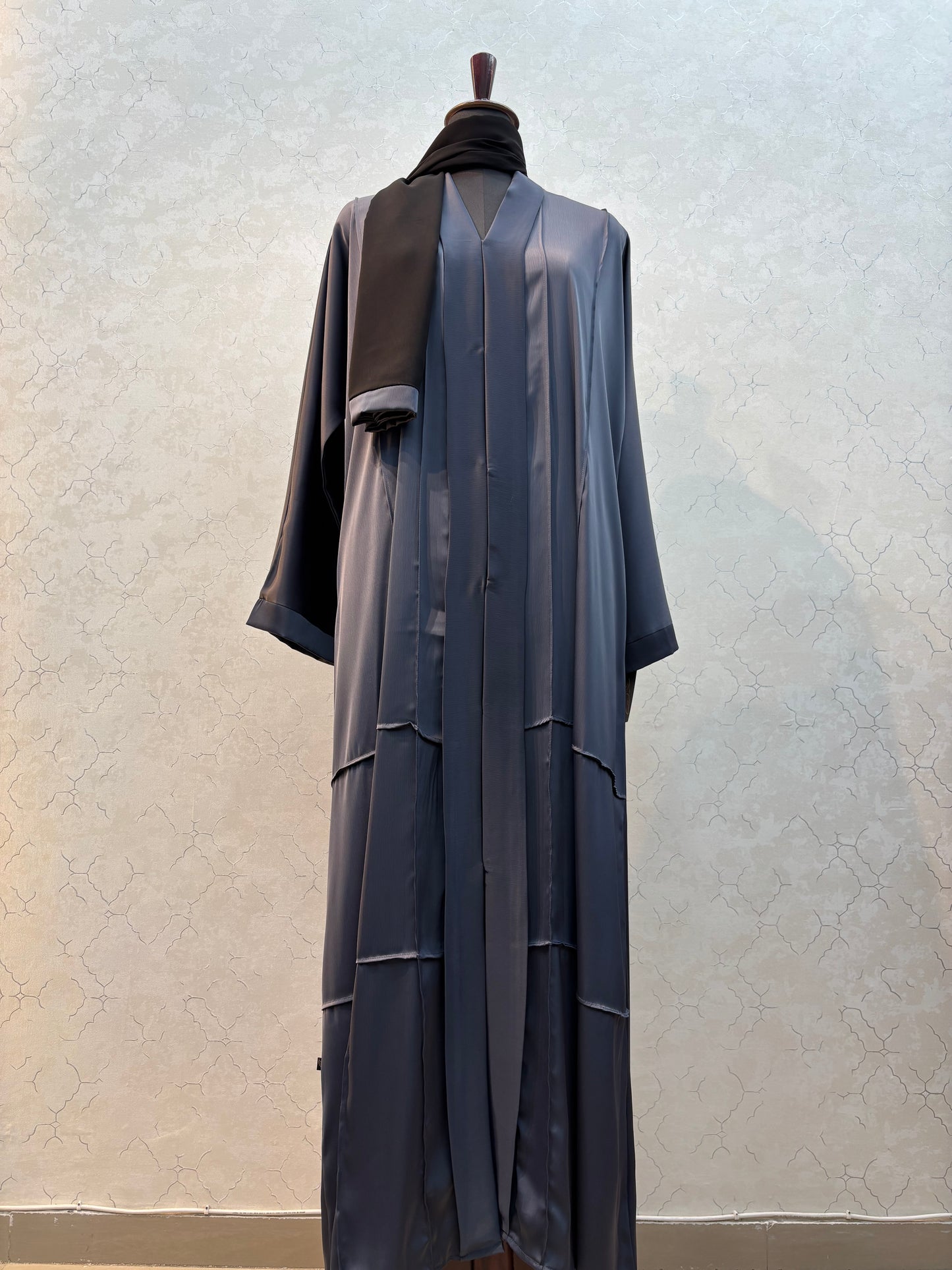 Kimono Style Box Pleated Burkha with Imported Tick Tok Fabric