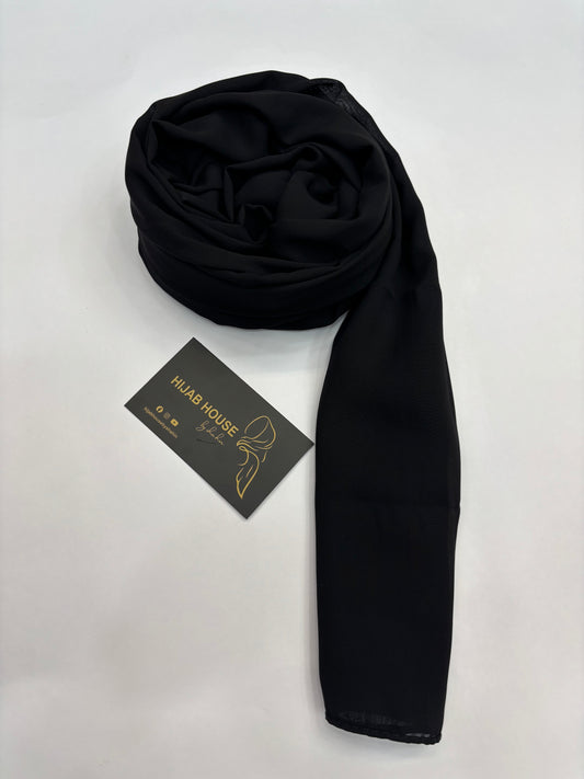 Plain Georgette Hijab Black Colour