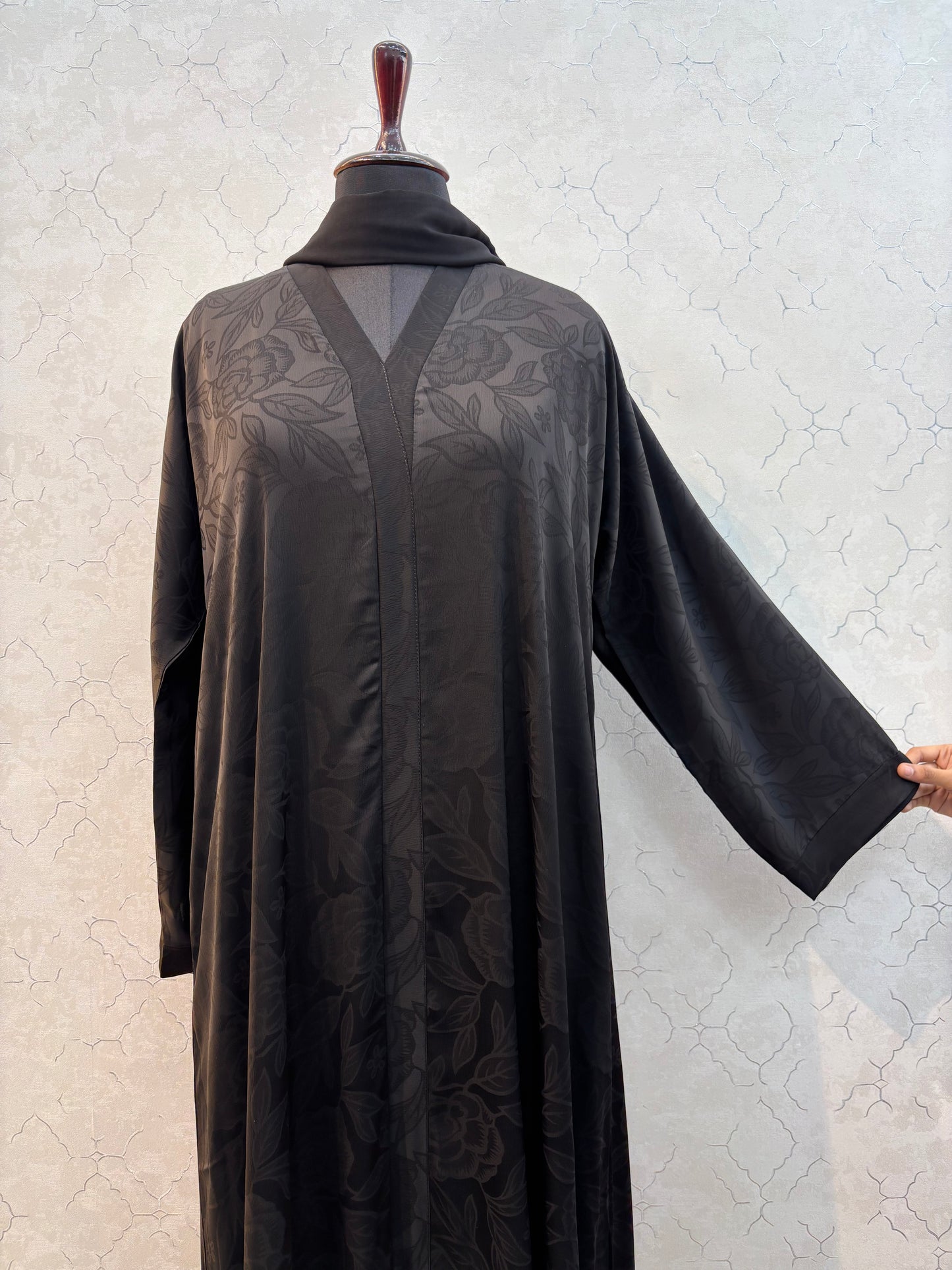 Floral Textured Korean Nida Fabric Burkha