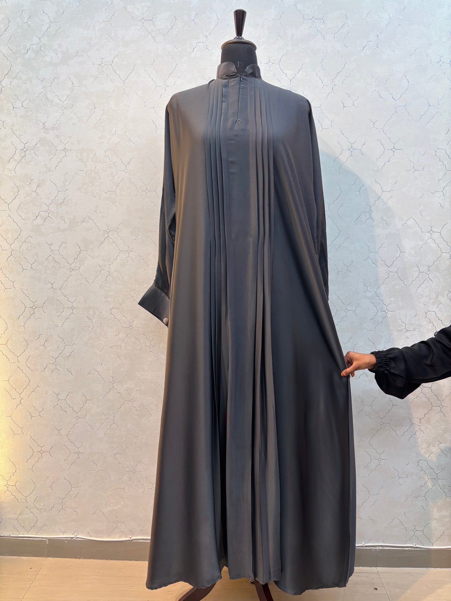 Elegant Front Pleat Burkha Tick Tok Fabric