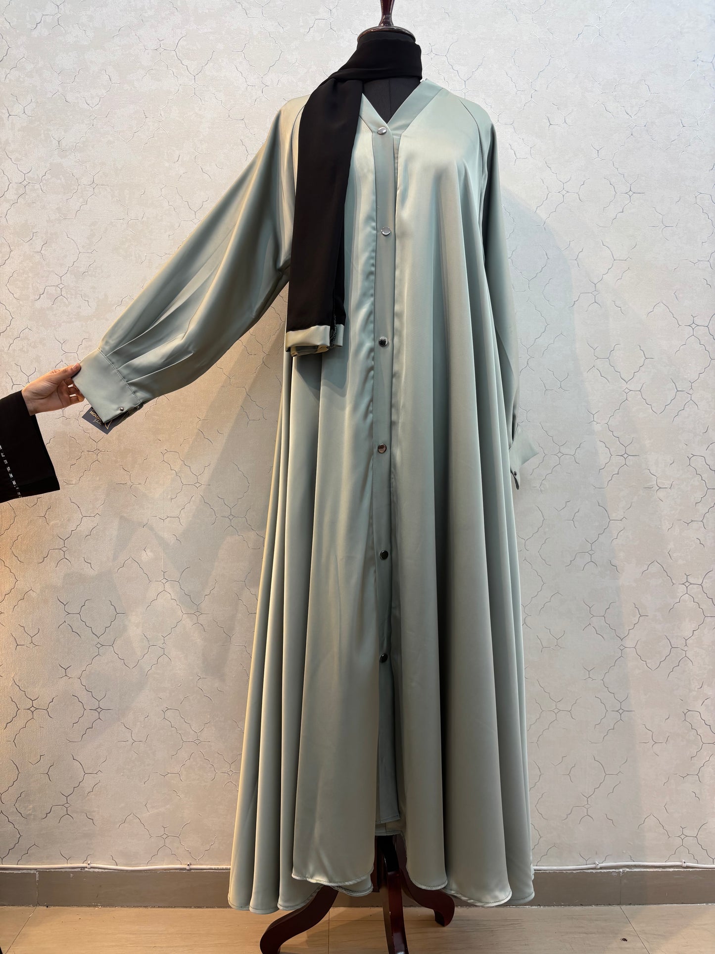 Flaired Umbrella Style Burkha Imported Satin Silk Fabric