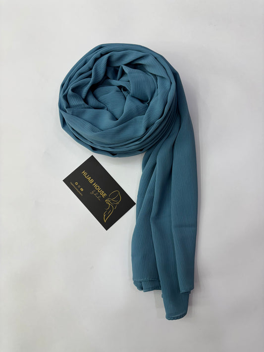 Pleated Chiffon Steel Blue