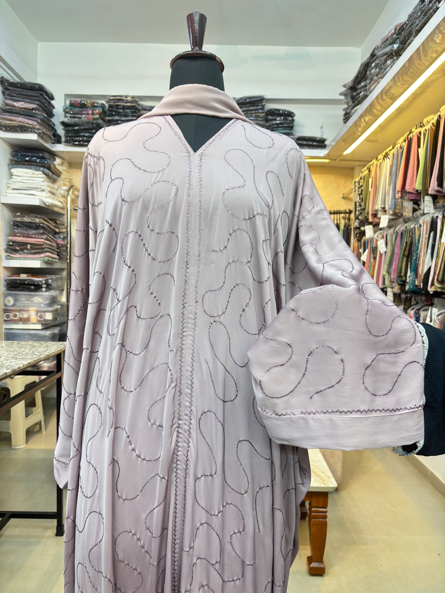 Swarovski Abaya Imported Tick Tok Fabric ( free size )