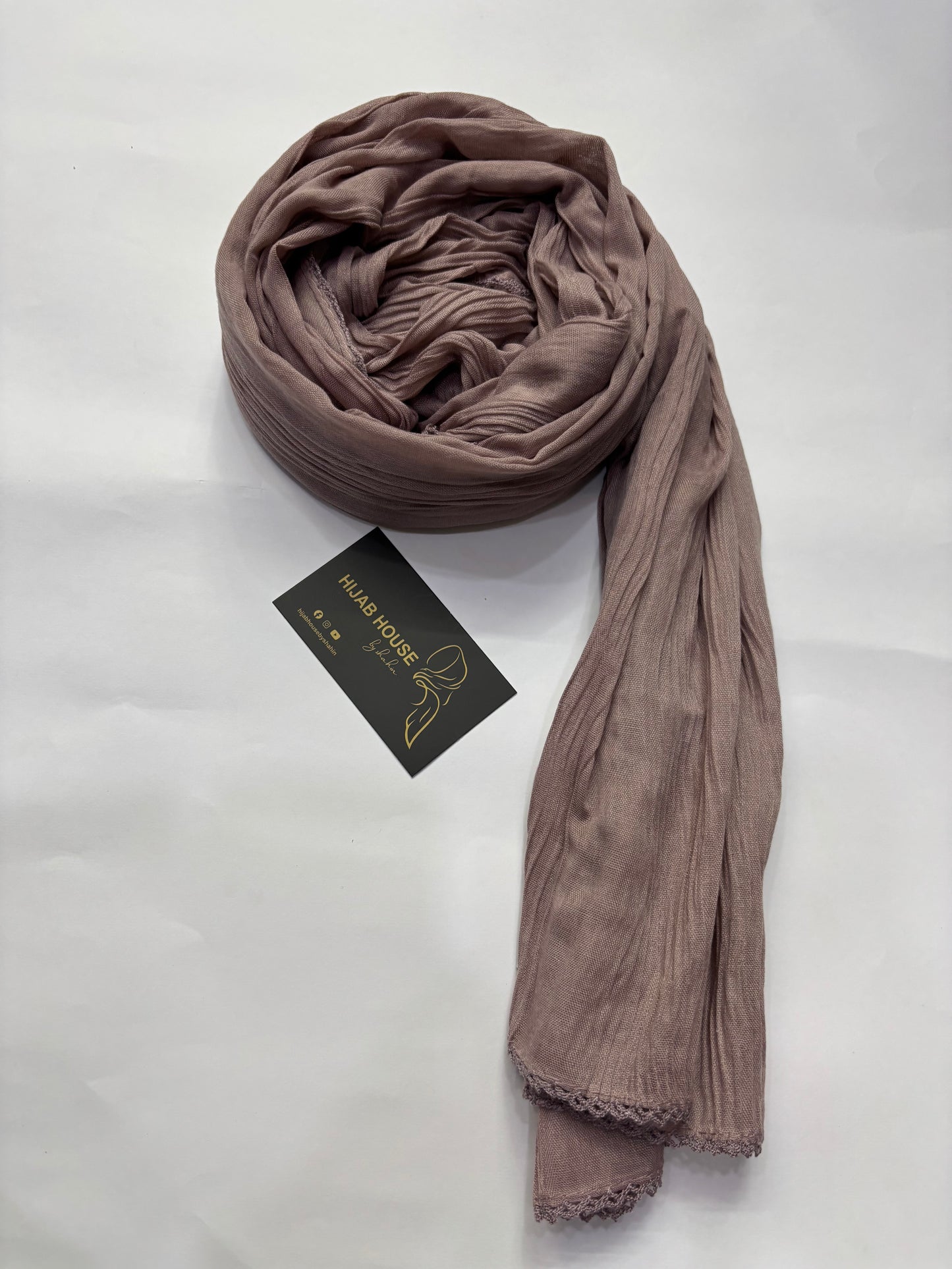 Soft Pleated Cotton Fabric Hijab Sand Beige Dusty Mauve
