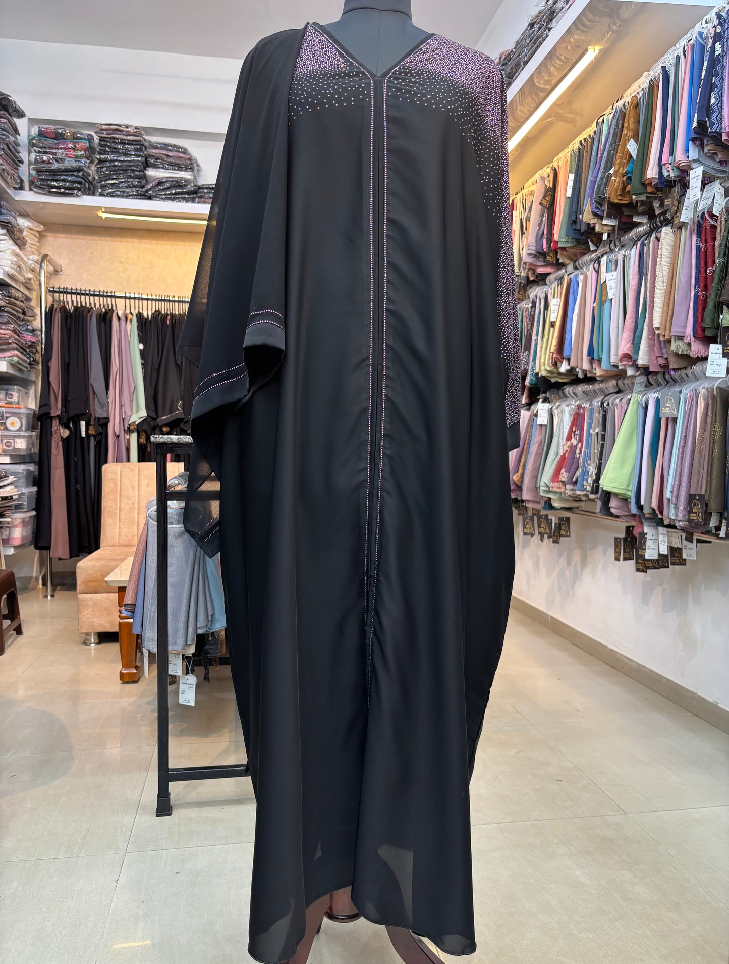 Swarovski Abaya Premium Nida Fabric ( free size )