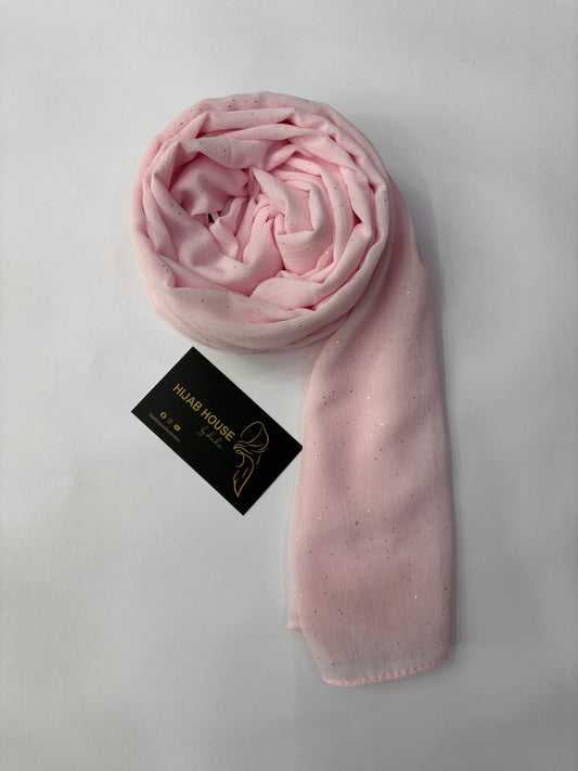 Soft Shimmer Crinkle Chiffon Fabric Light Peach Pink