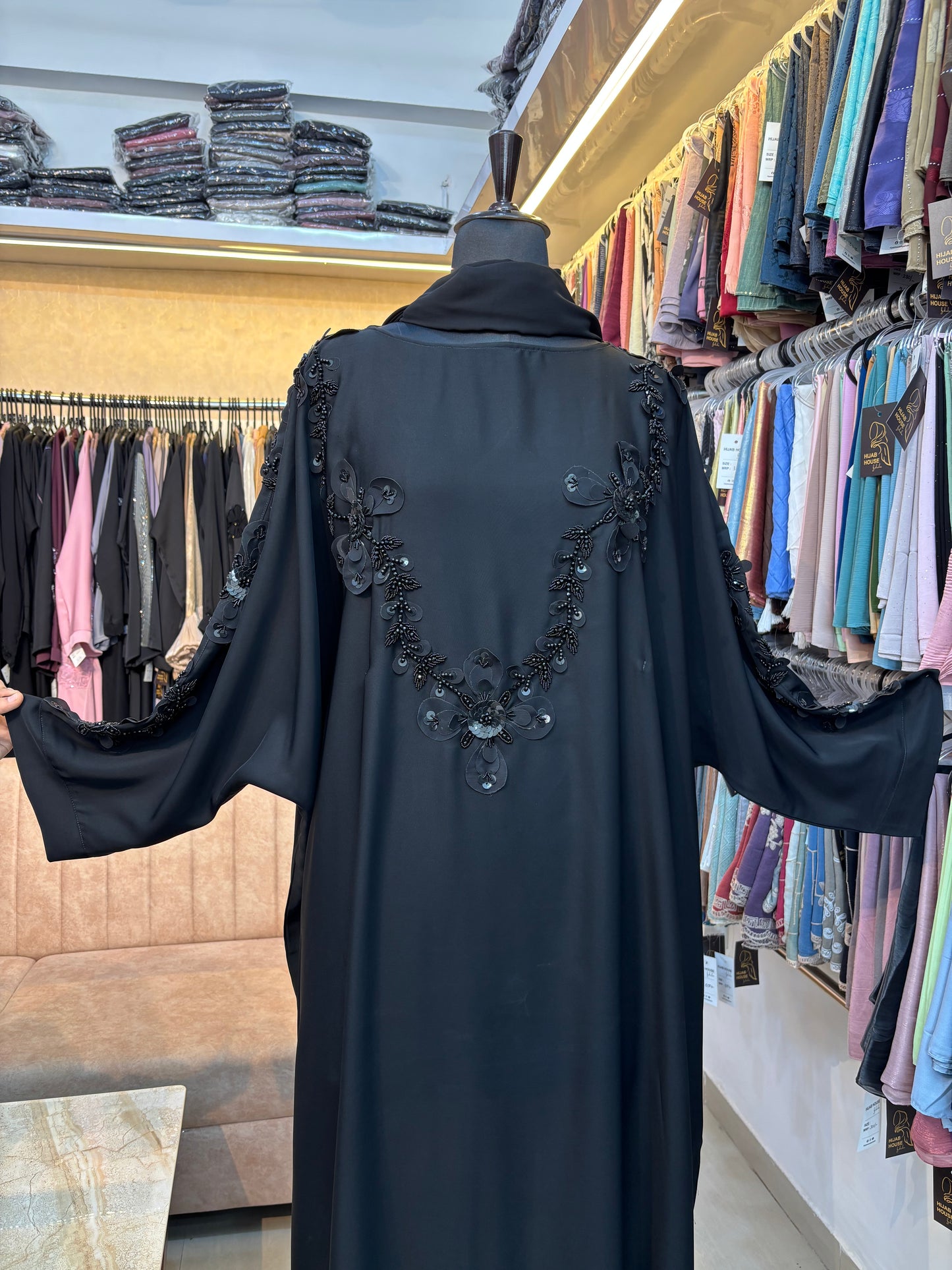 Handwork Abaya Korean Nida Fabric( free size )
