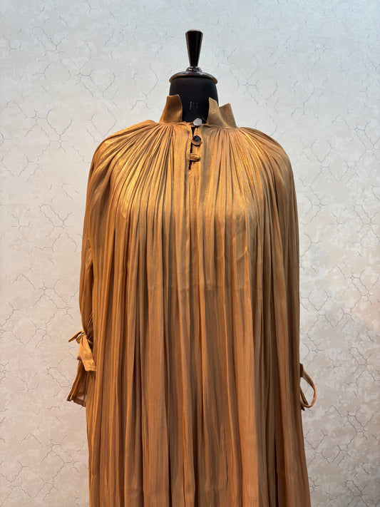 Elegant Pleated Burkha in Shiny Organza Fabric