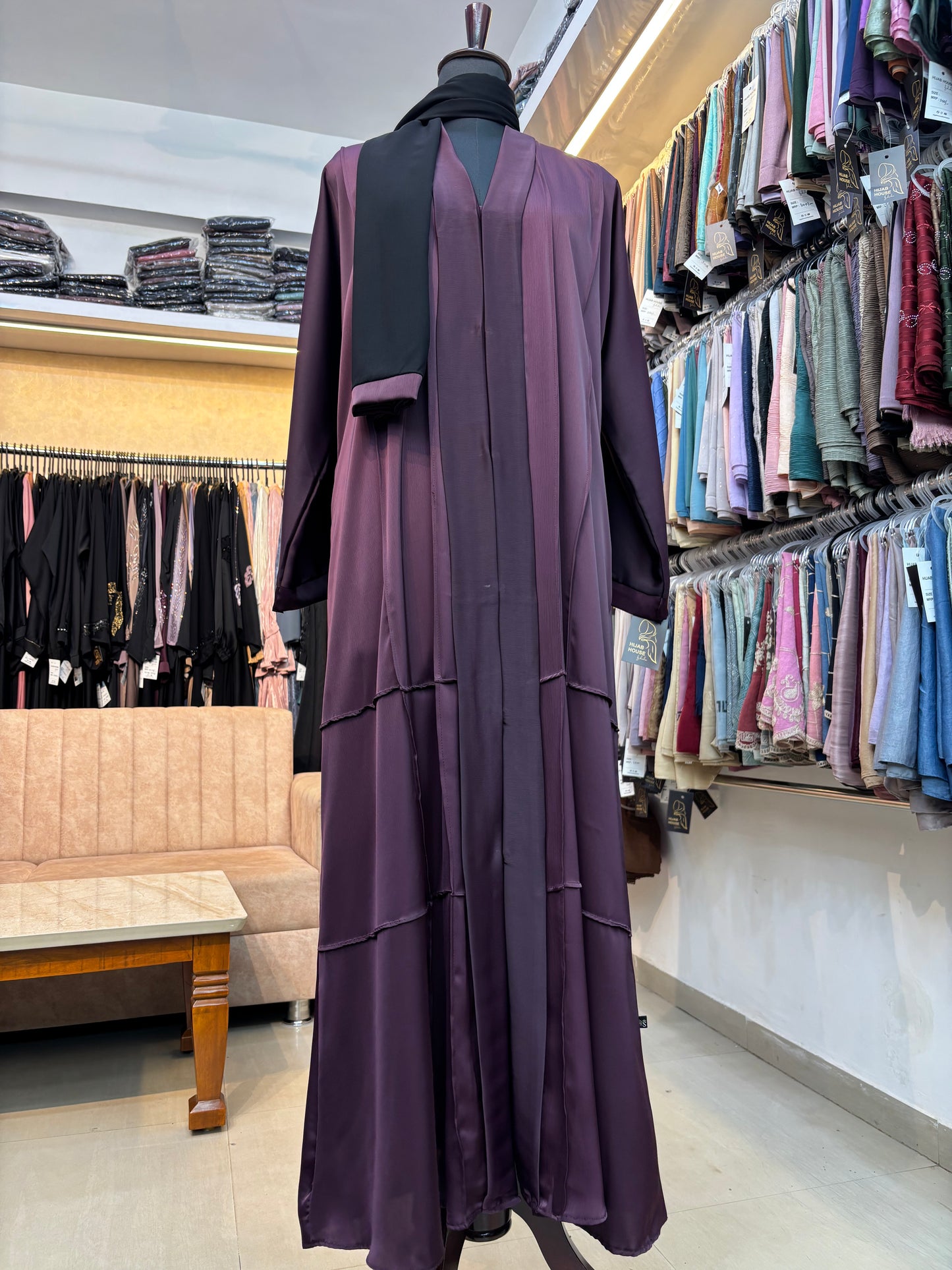 Kimono Style Box Pleated Burkha with Imported Tick Tok Fabric