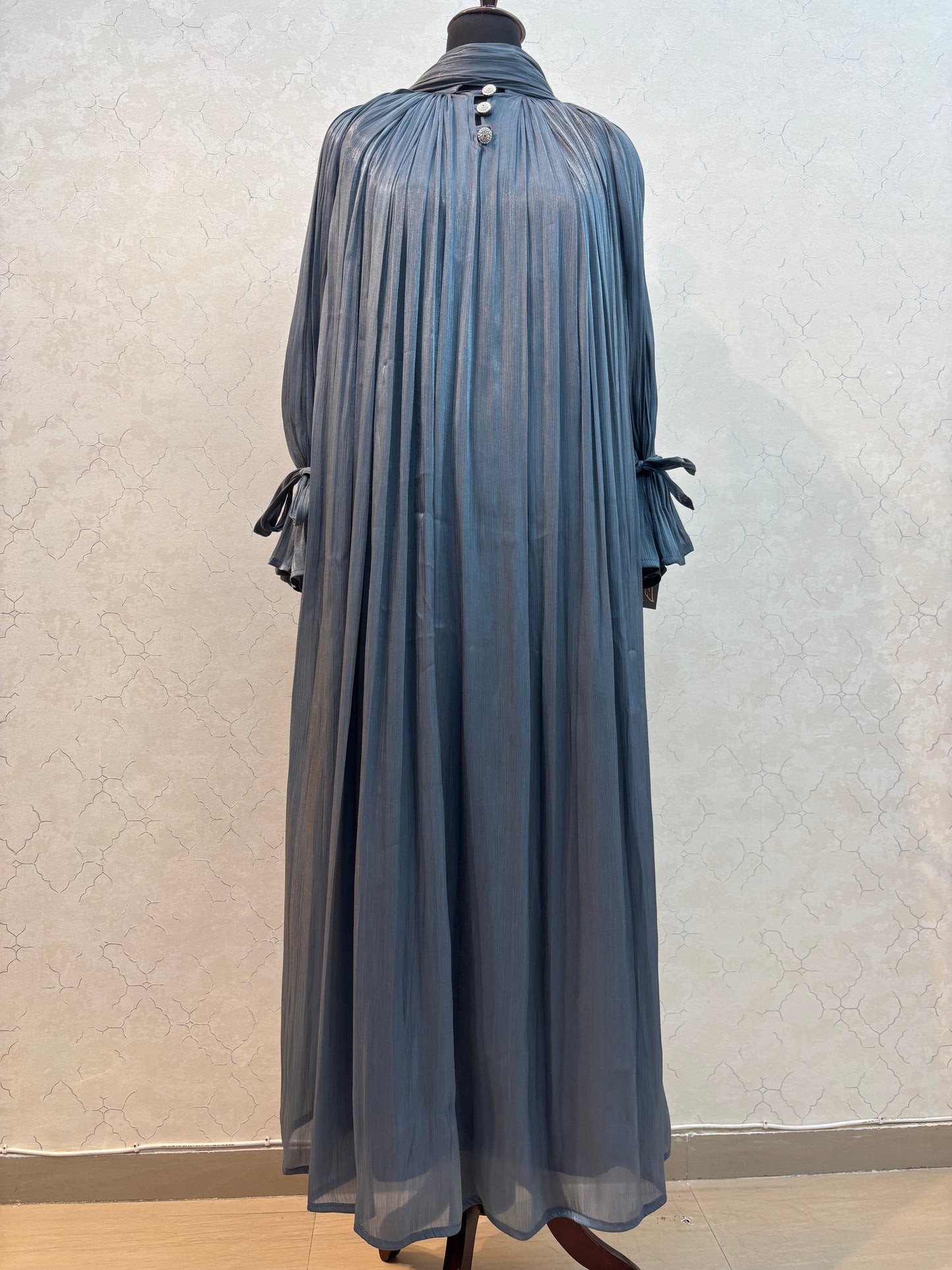 Elegant Pleated Burkha in Shiny Organza Fabric