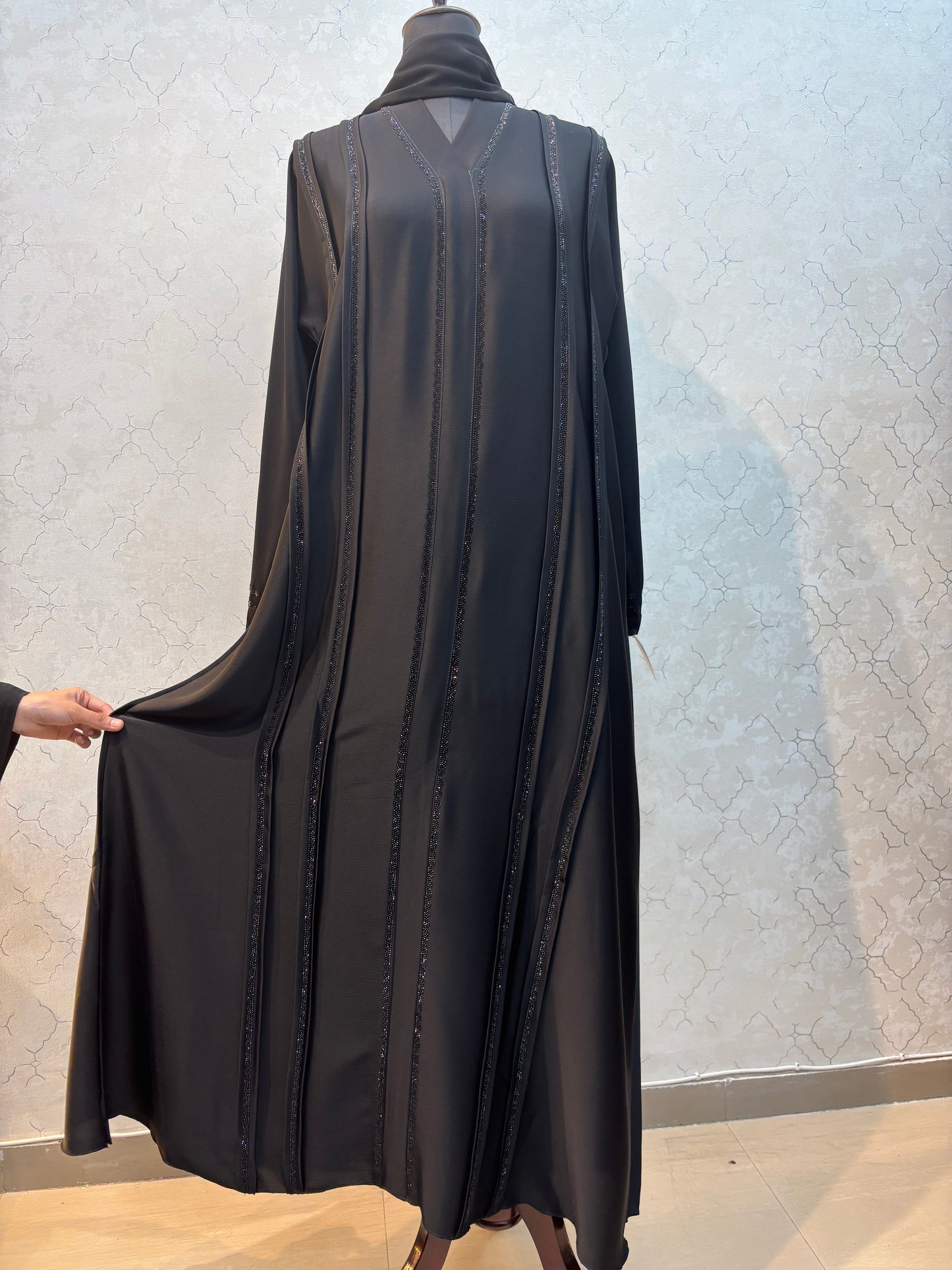 Premium Swarovski Burkha Imported Tick Tok Fabric