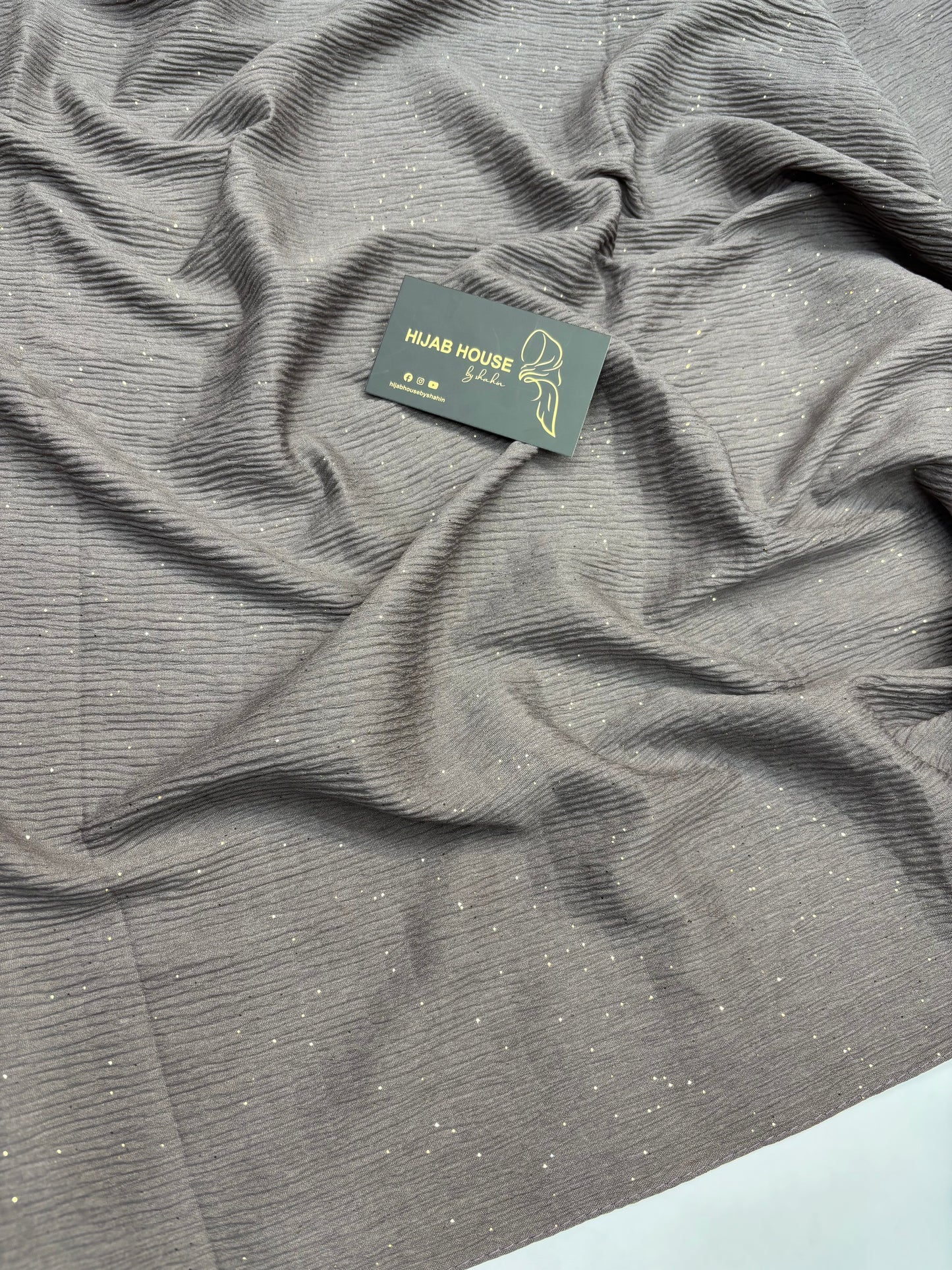 Cotton Textured Fabric with Gold Shimmer Hijab Cocoa Brown