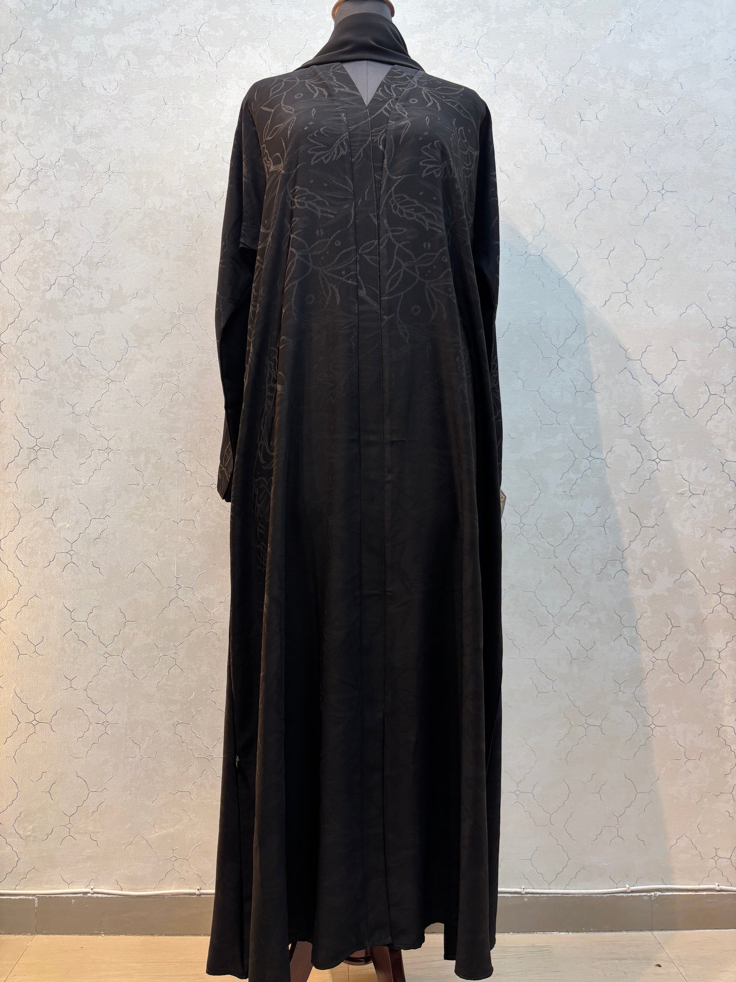 Floral Textured Korean Nida Fabric Burkha