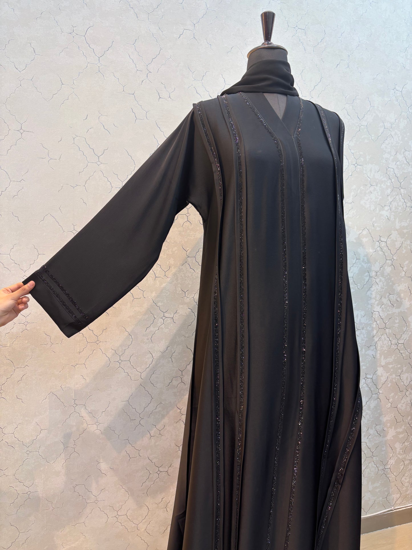 Premium Swarovski Burkha Imported Tick Tok Fabric