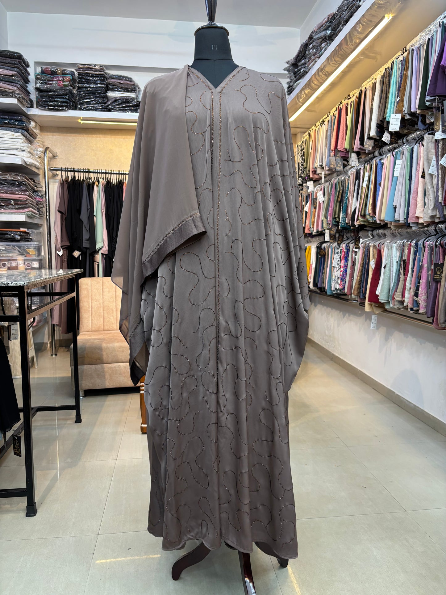 Swarovski Abaya Imported Tick Tok Fabric ( free size )