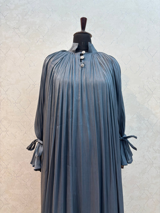 Elegant Pleated Burkha in Shiny Organza Fabric