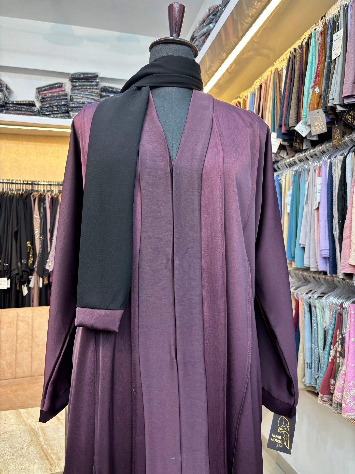 Kimono Style Box Pleated Burkha with Imported Tick Tok Fabric
