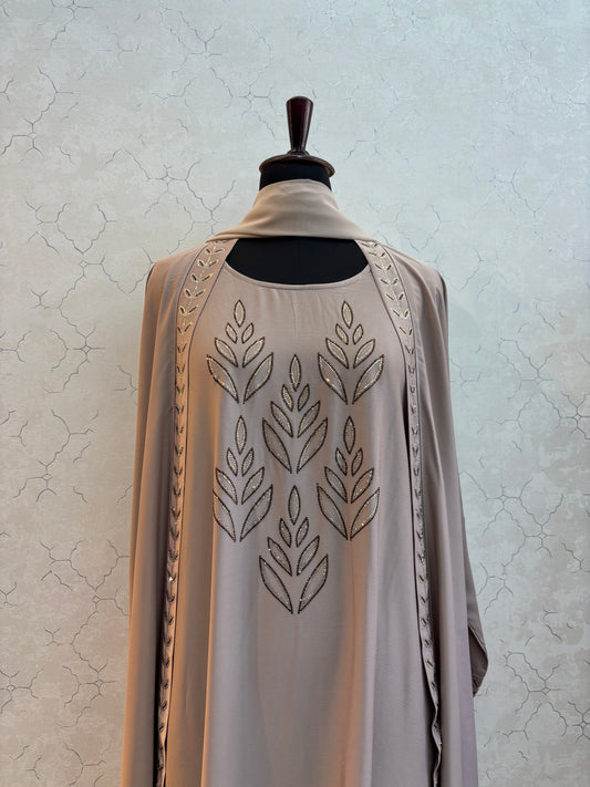 Imported Shrug Burkha with Swarovski Work Tick Tok Fabric