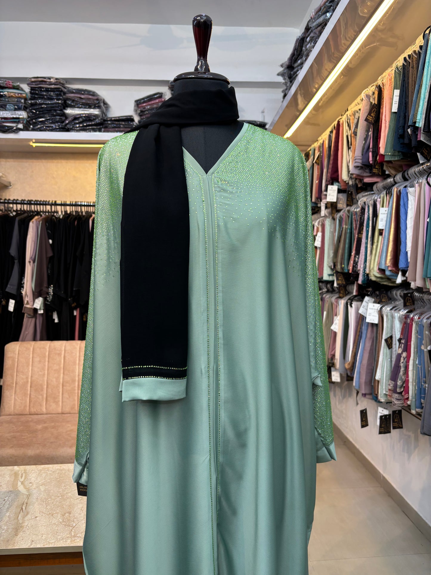 Swarovski Abaya Premium Nida Fabric ( free size )