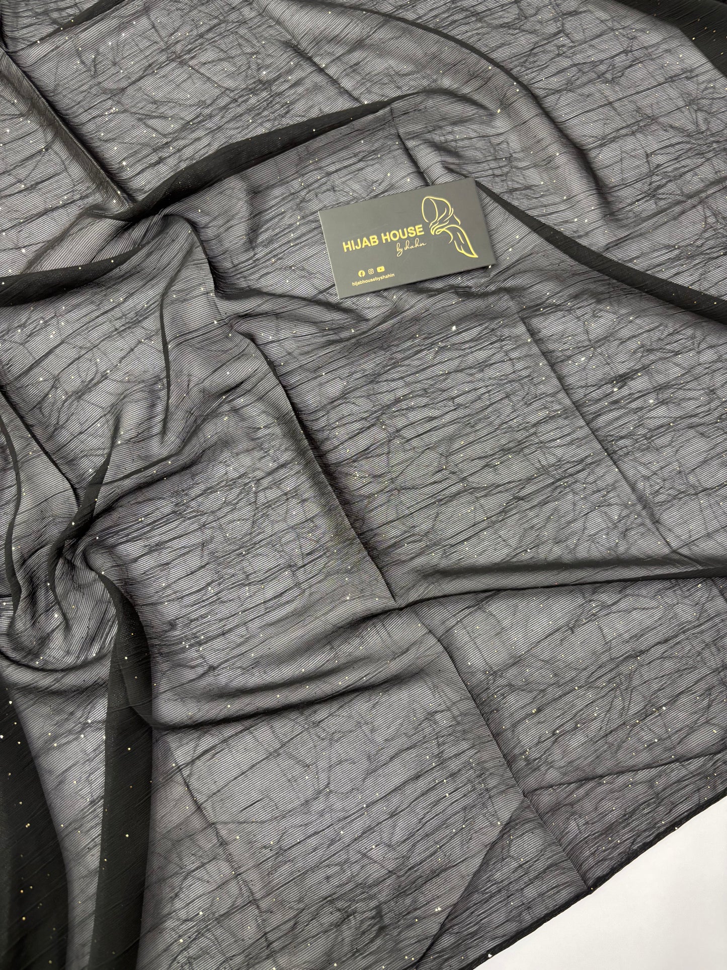 Soft Shimmer Crinkle Chiffon Fabric Hijab Black