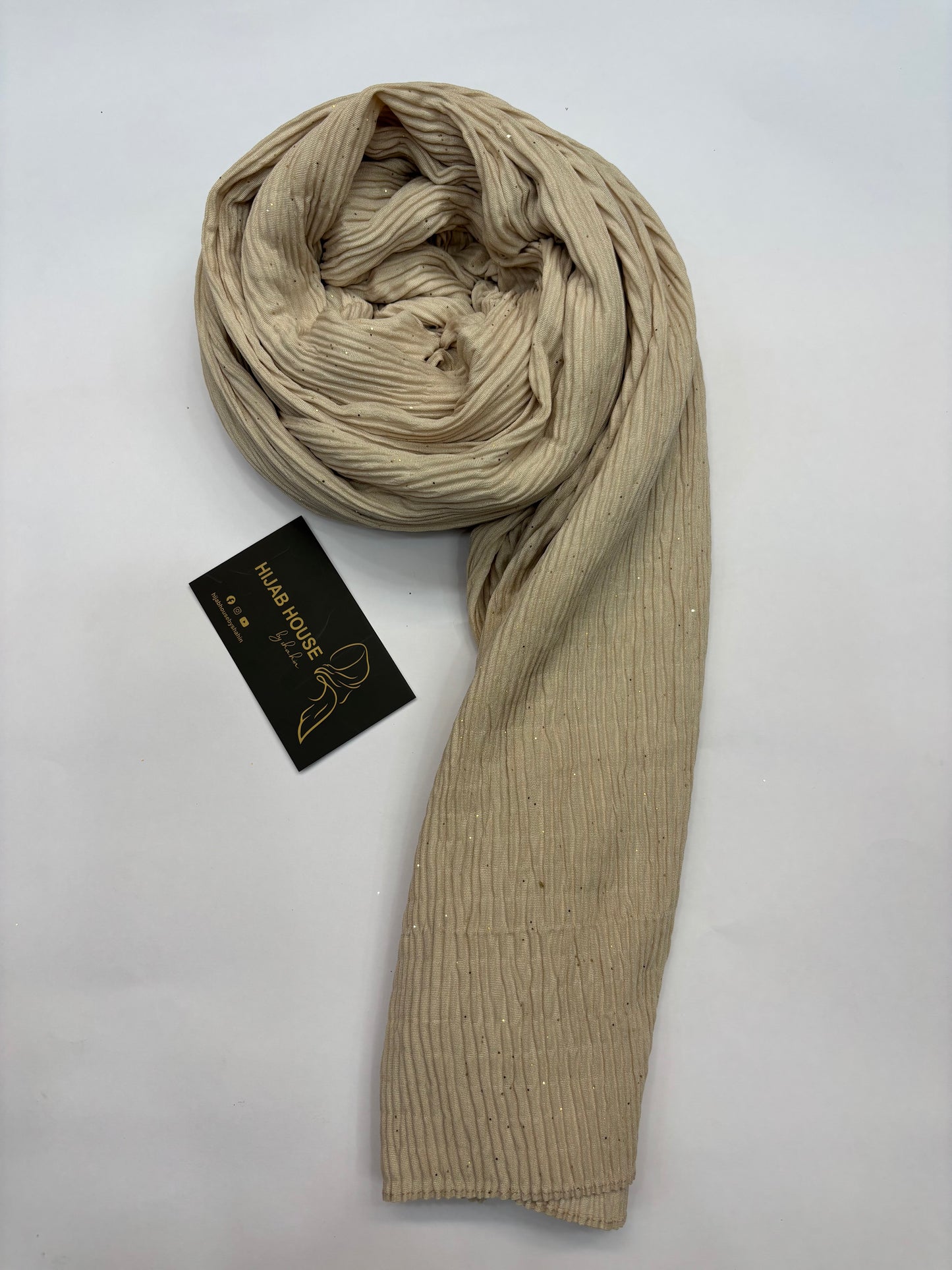 Cotton Textured Fabric with Gold Shimmer Hijab Golden Beige
