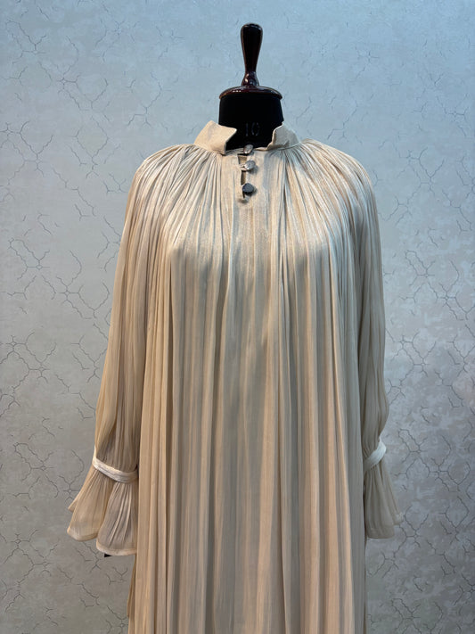 Elegant Pleated Burkha in Shiny Organza Fabric