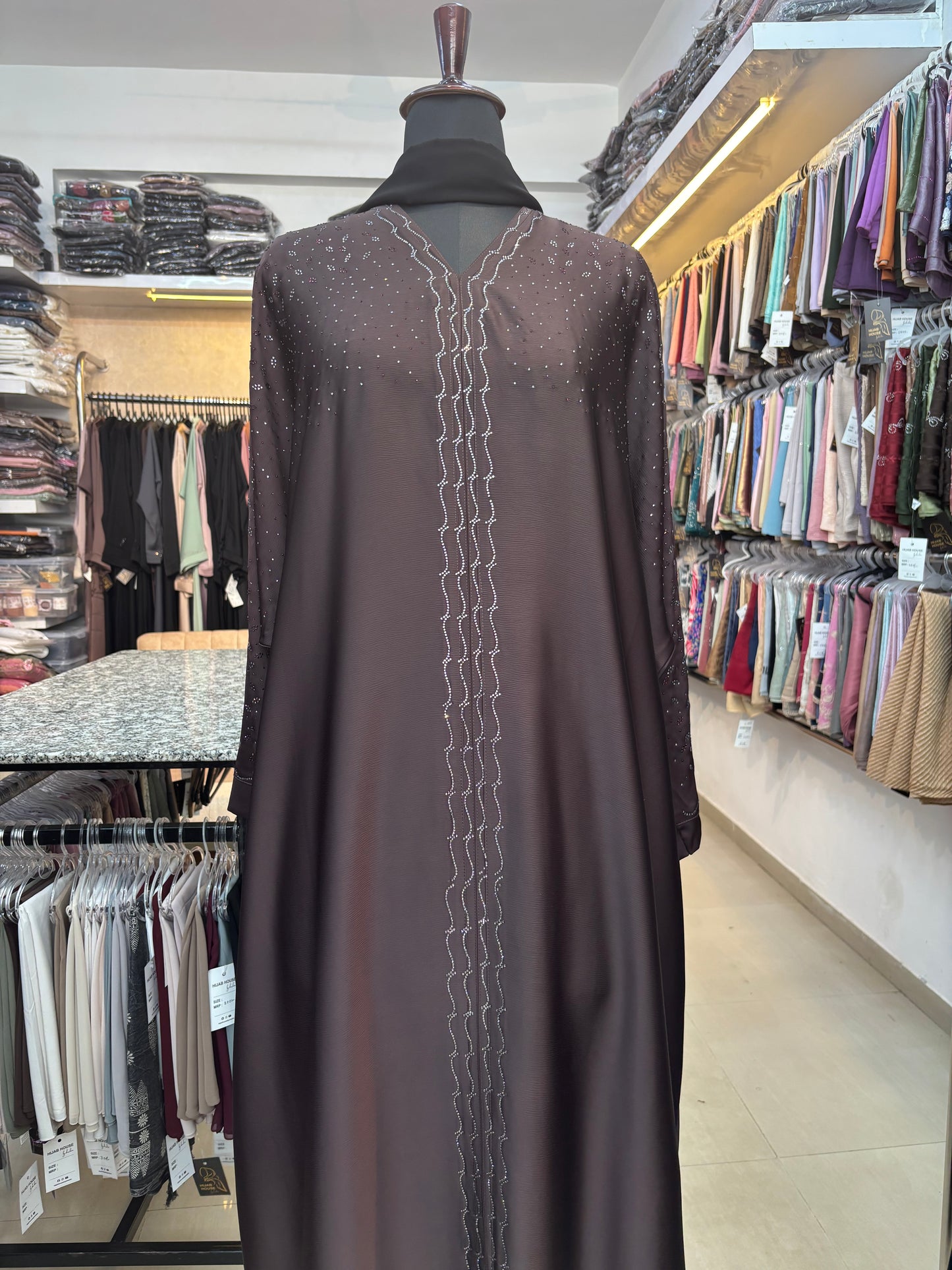 Swarovski Abaya Imported Tick Tok Fabric ( free size )