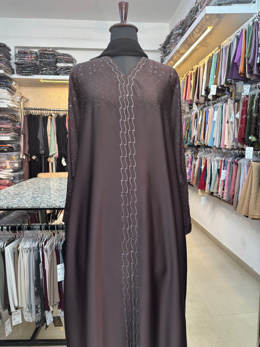 Swarovski Abaya Imported Tick Tok Fabric ( free size )
