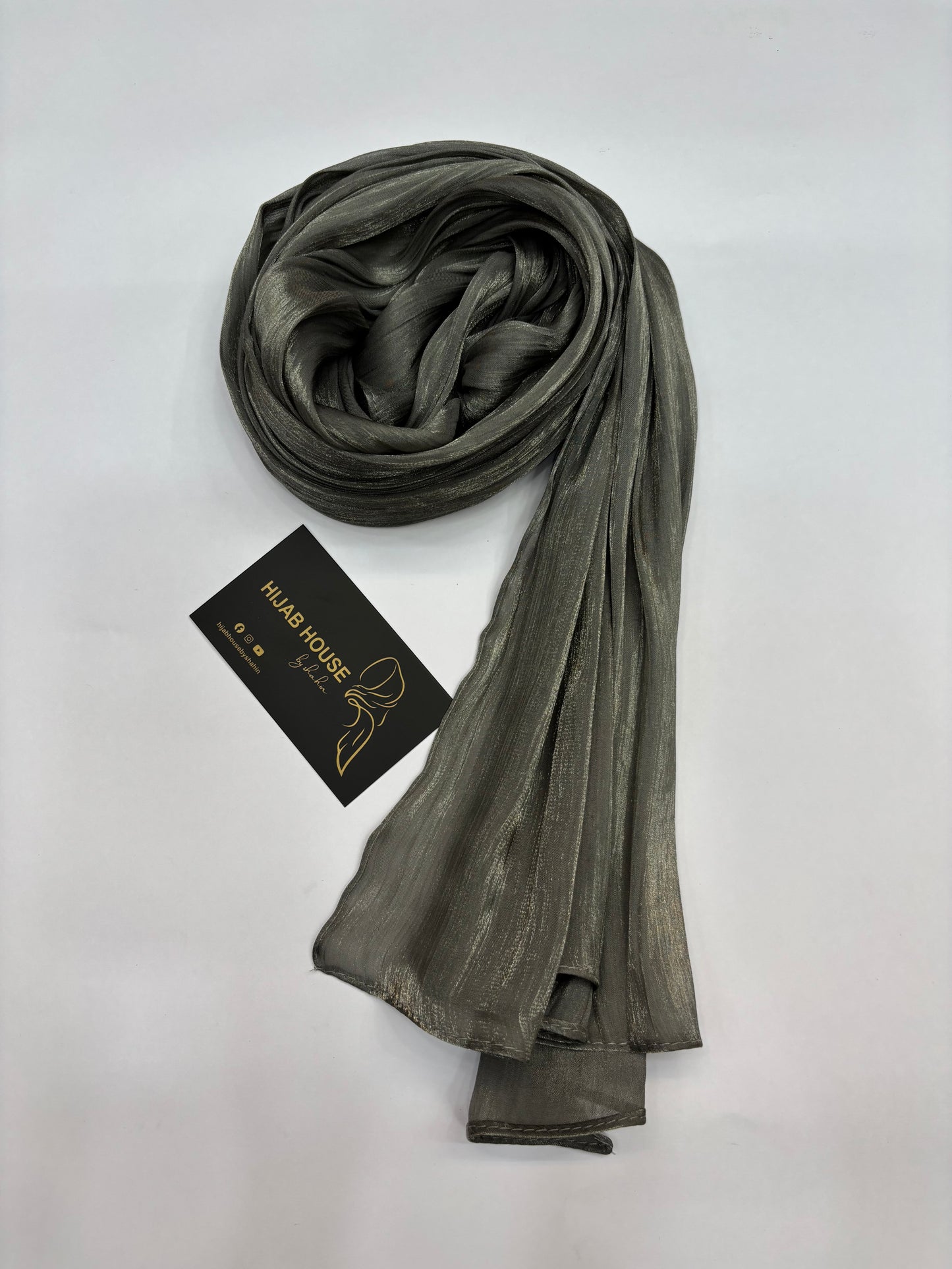 Crushed Shimmer Chiffon Organza Hijab Olive Green