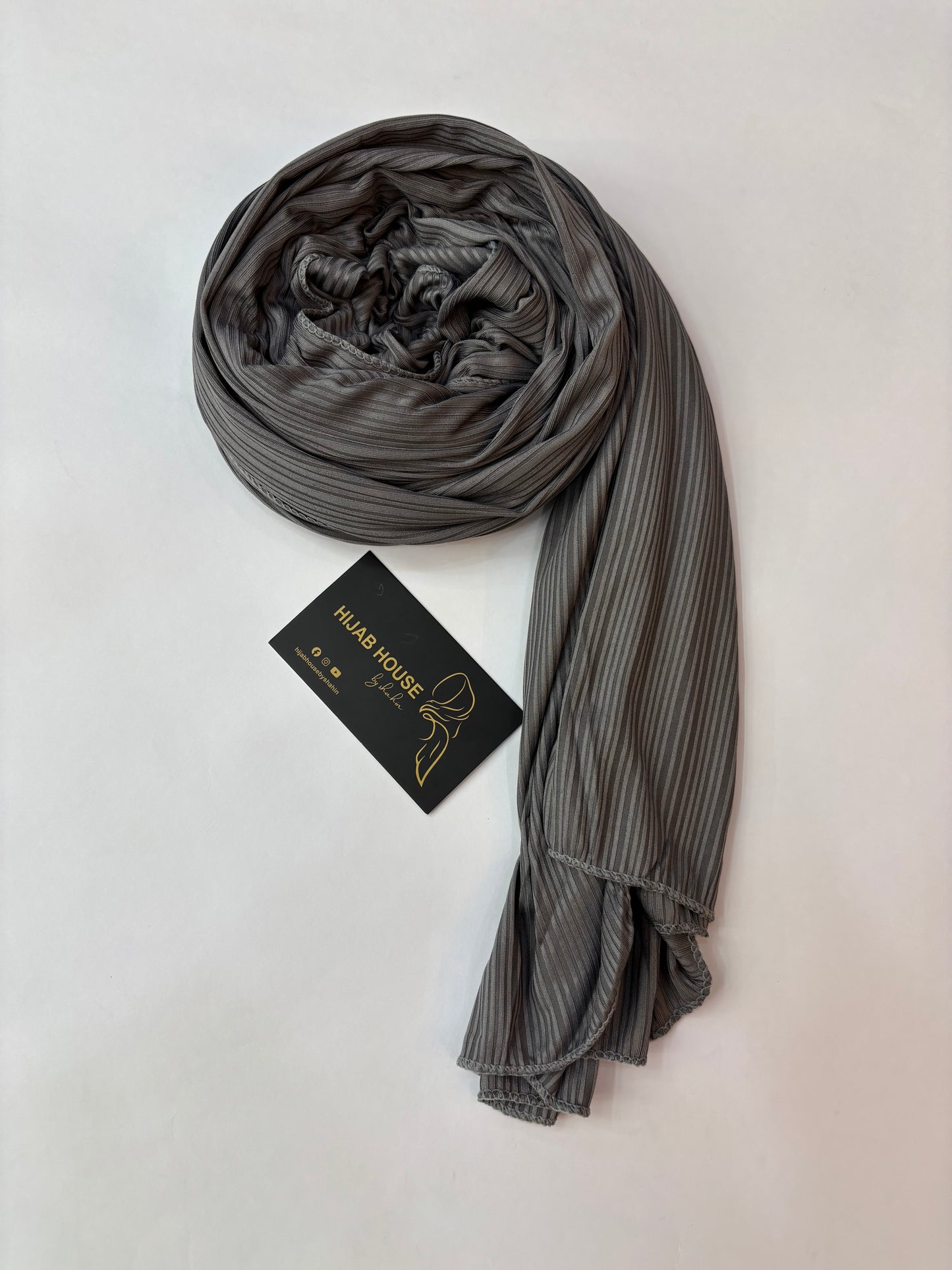 Ribbed Jersey Hijab Charcoal Grey