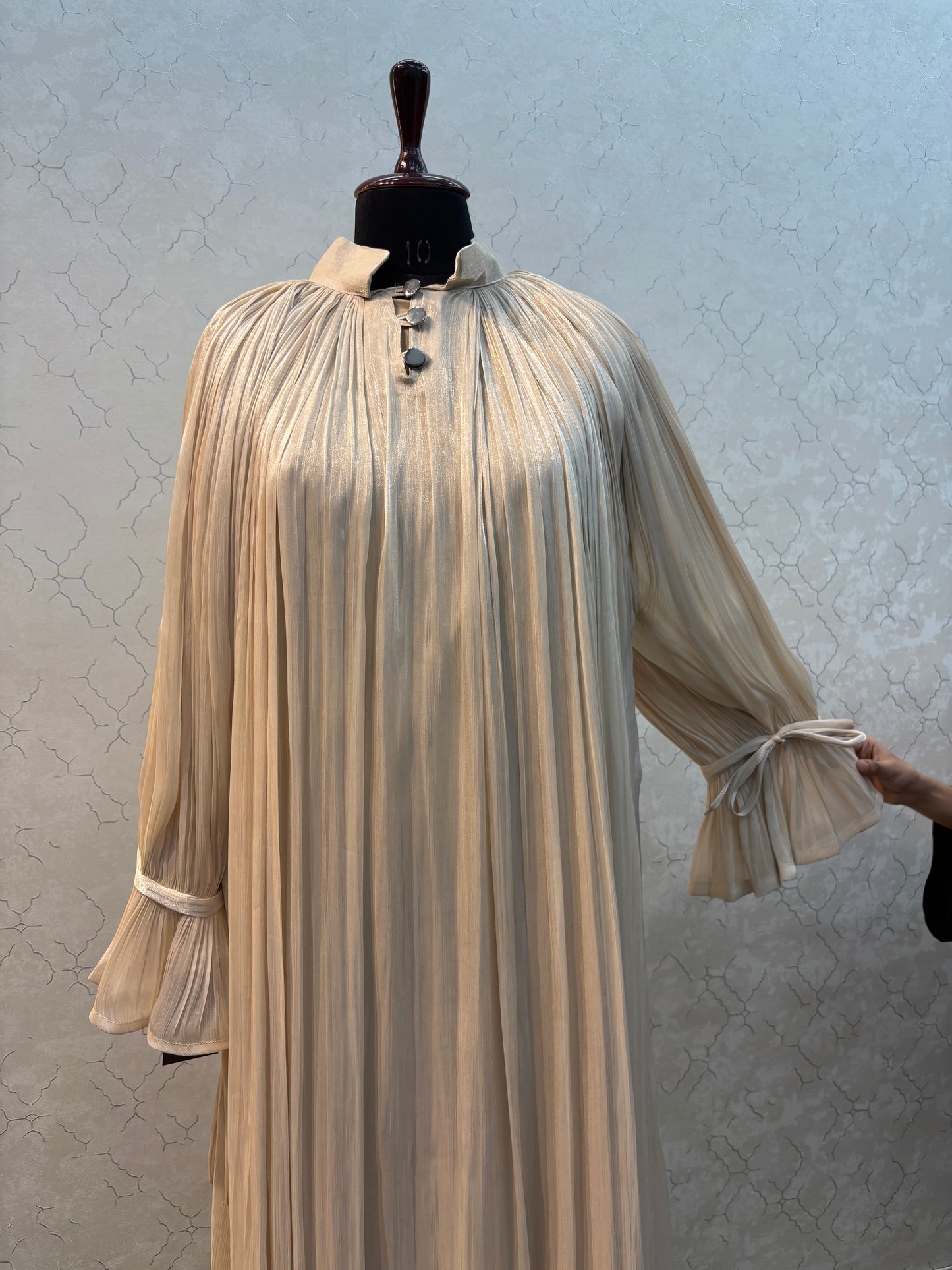Elegant Pleated Burkha in Shiny Organza Fabric