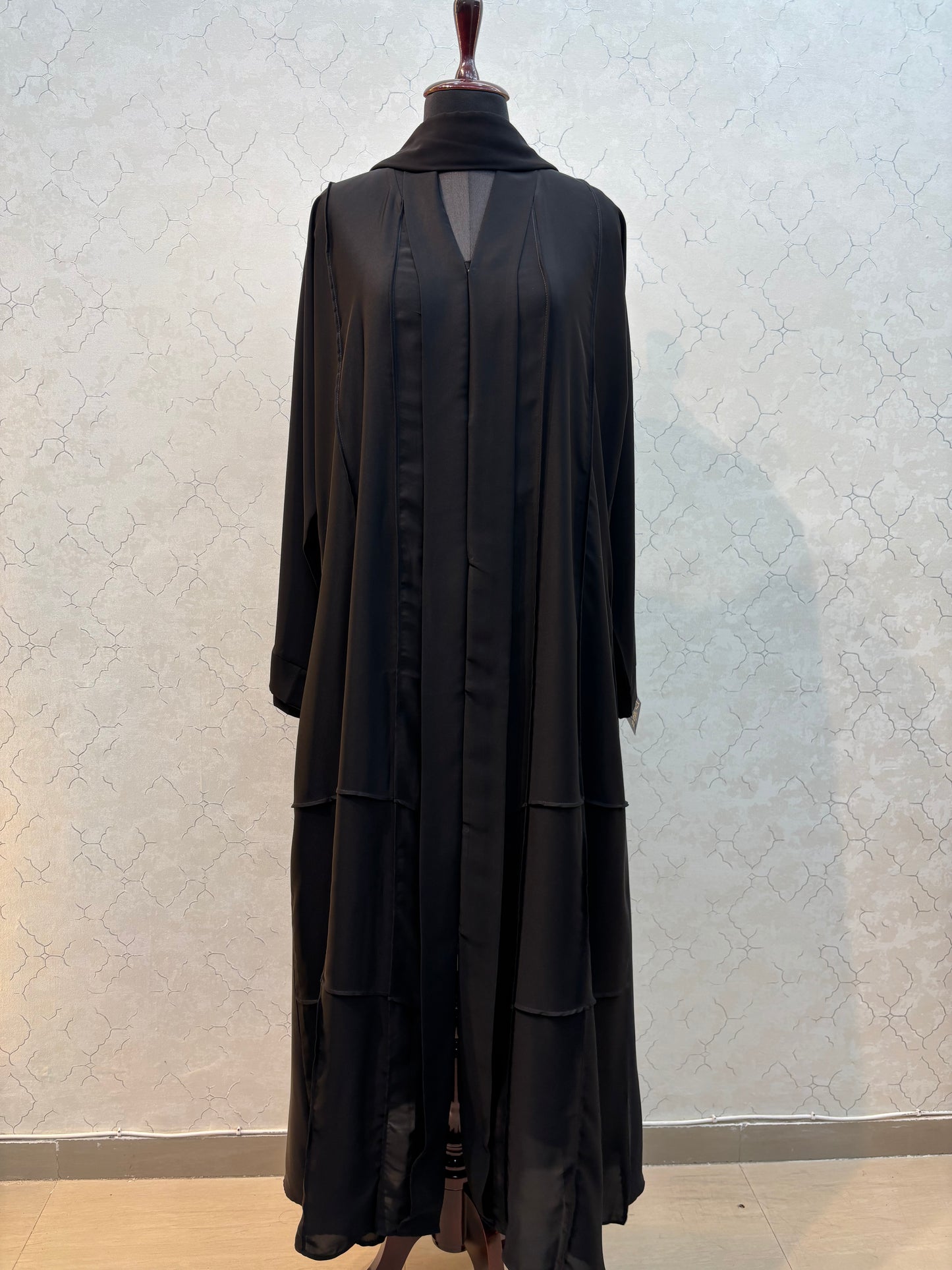 Kimono Style Box Pleated Burkha with Imported Tick Tok Fabric