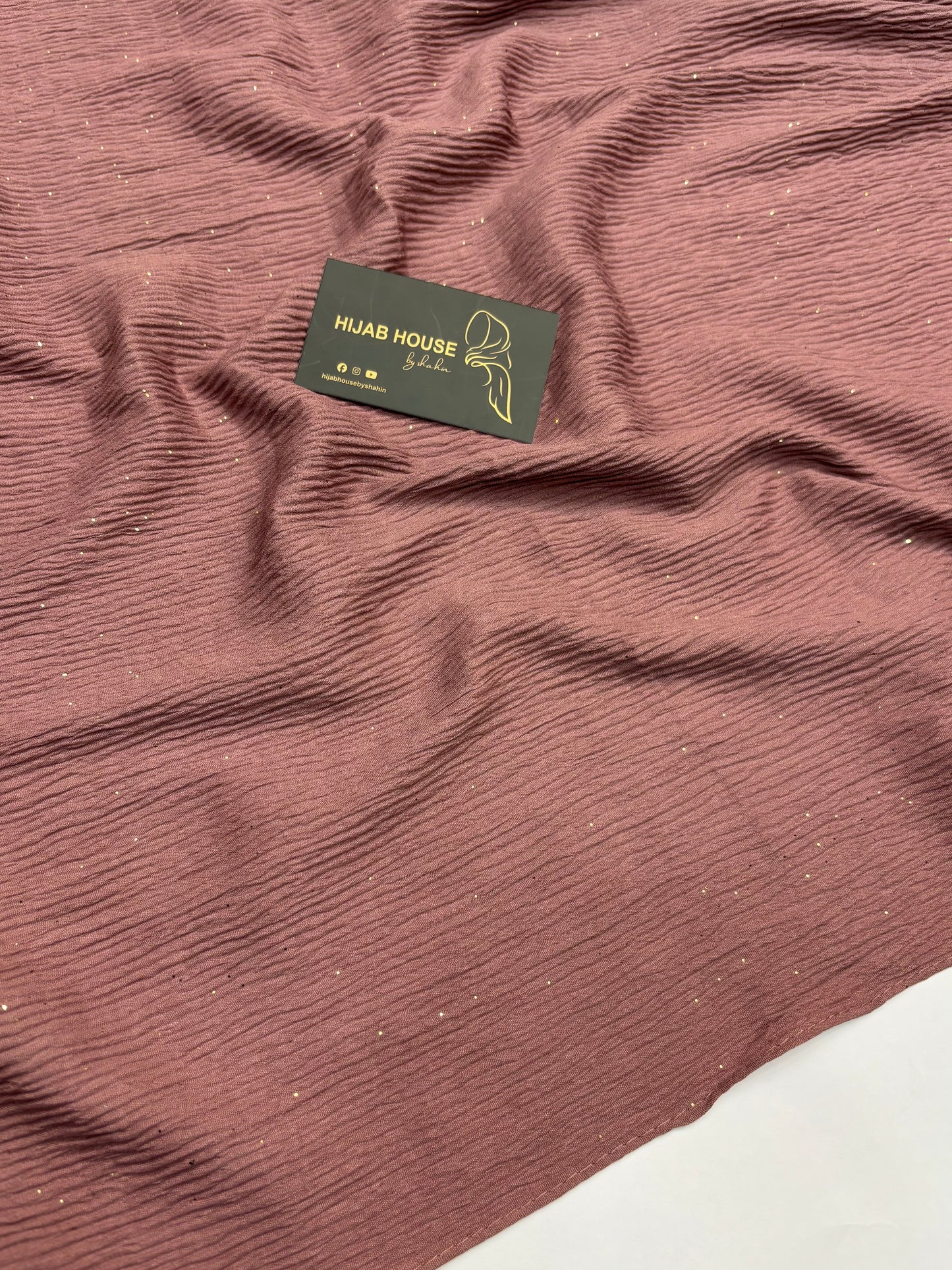 Cotton Textured Fabric with Gold Shimmer Hijab Dusty Rose