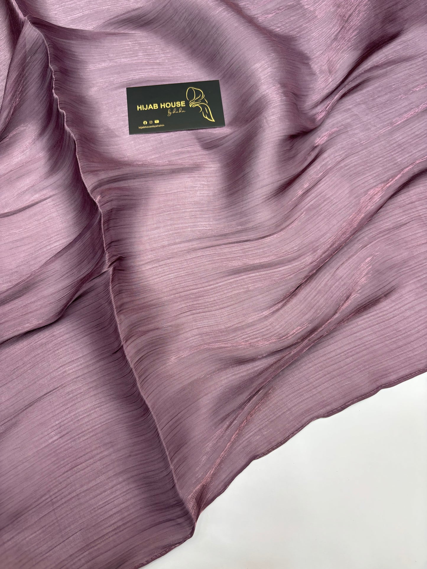 Crushed Shimmer Chiffon Organza Hijab Dusty Plum