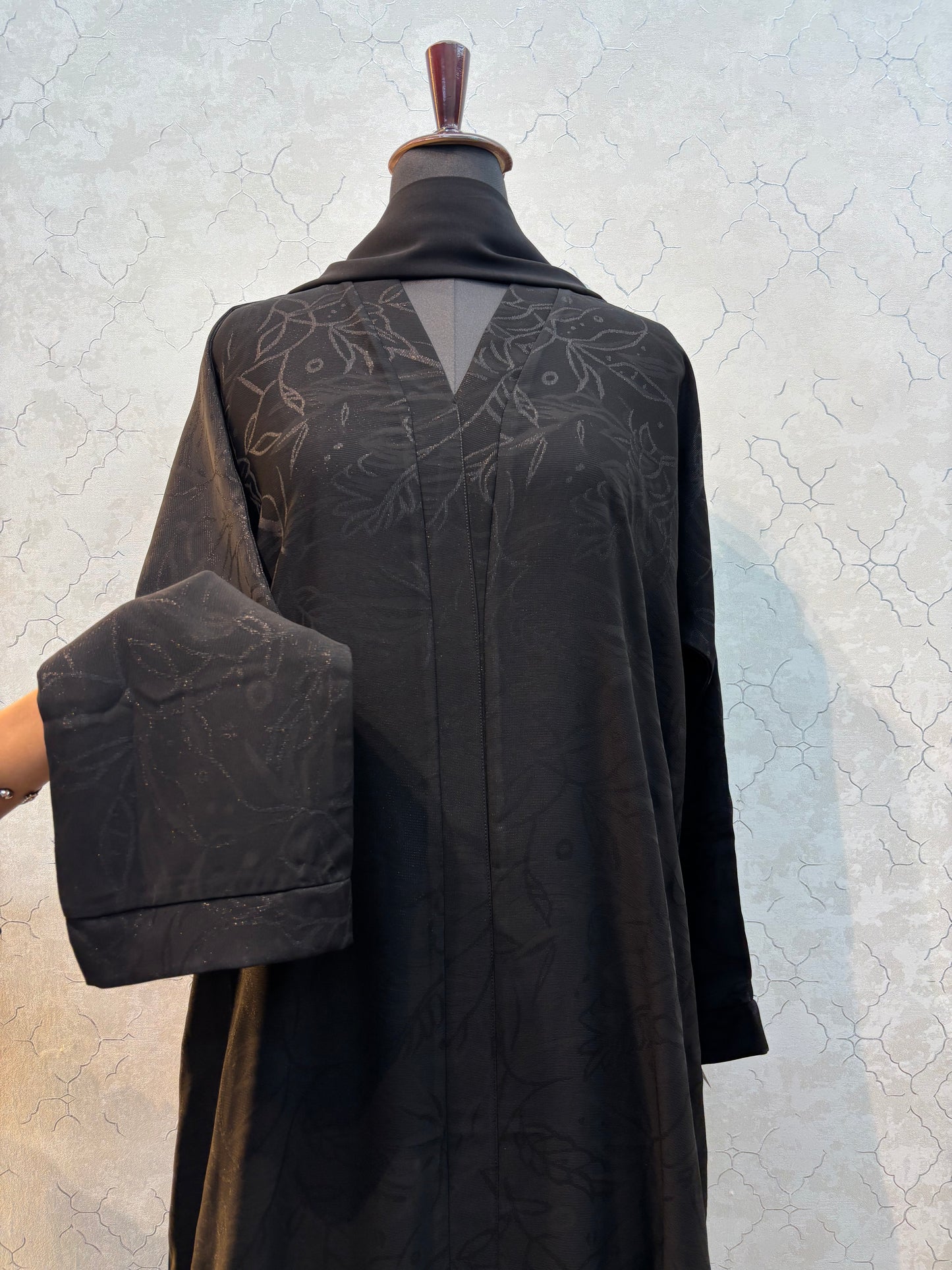 Floral Textured Korean Nida Fabric Burkha