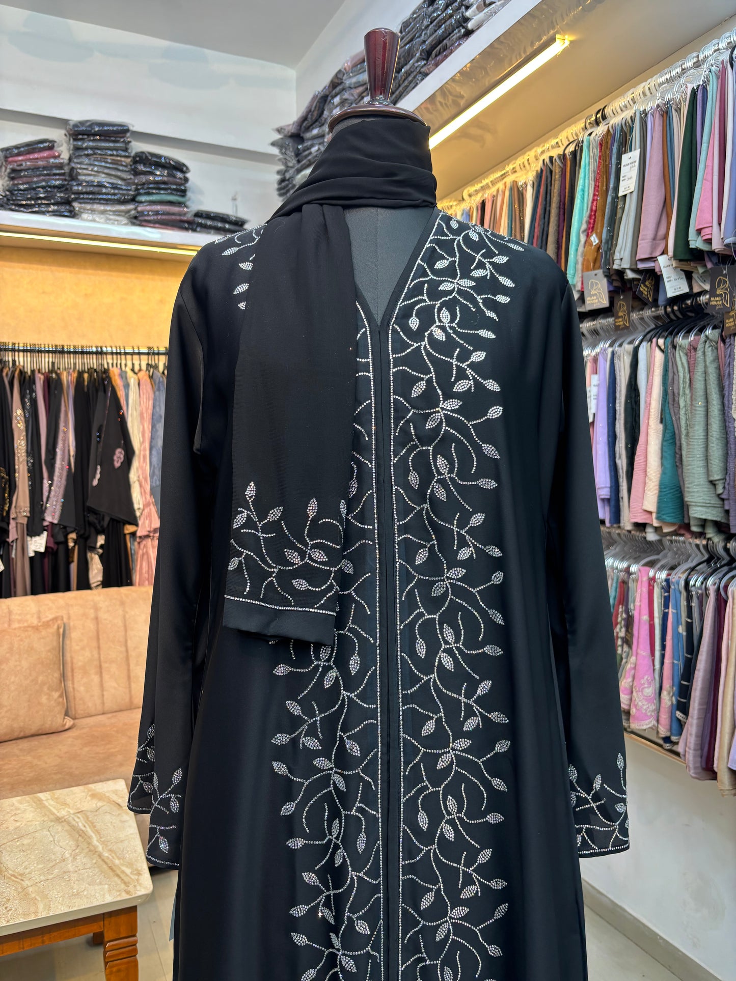 Premium Swarovski Burkha Imported Nida Fabric