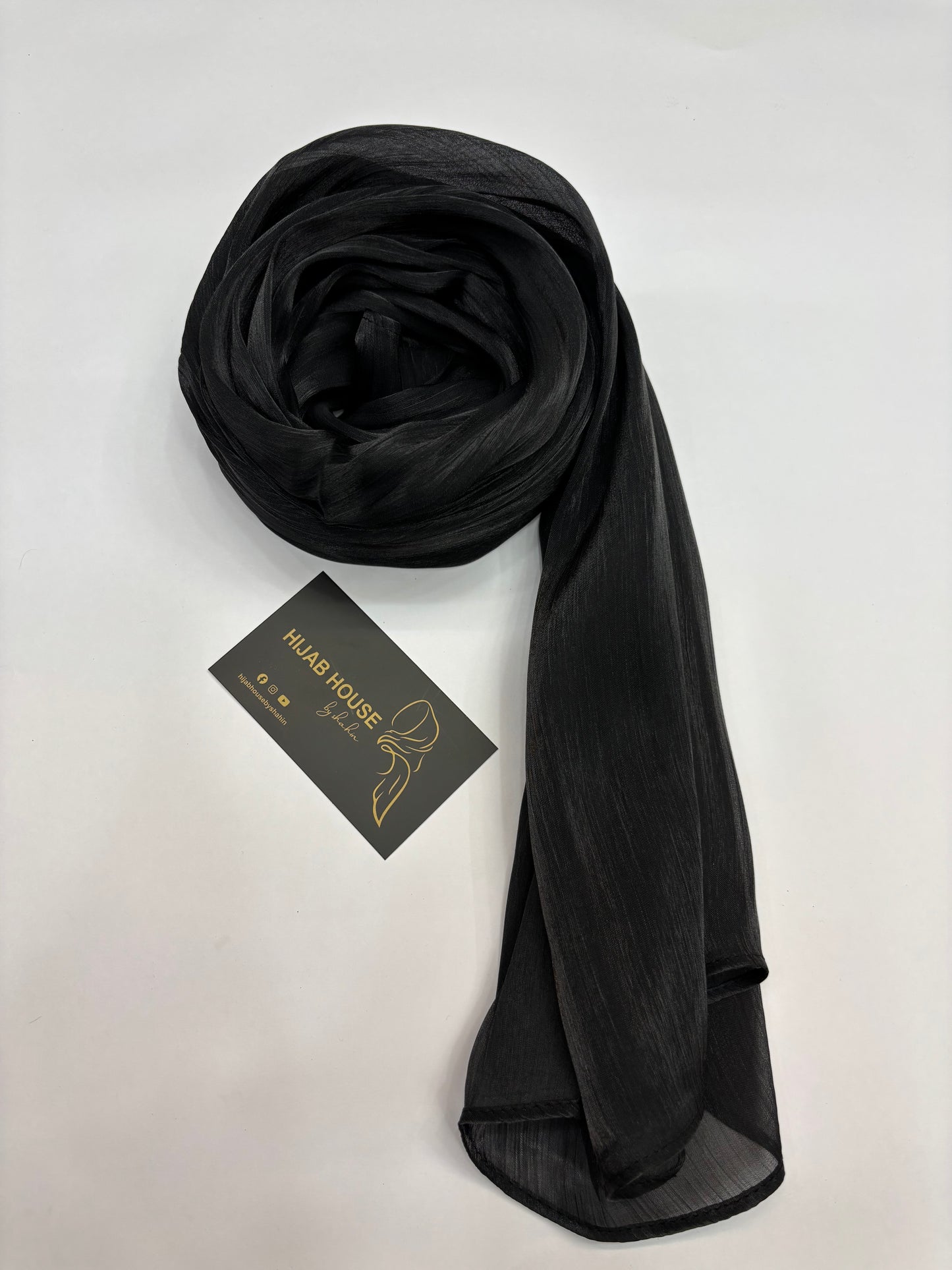 Crushed Shimmer Chiffon Organza Hijab Black Colour