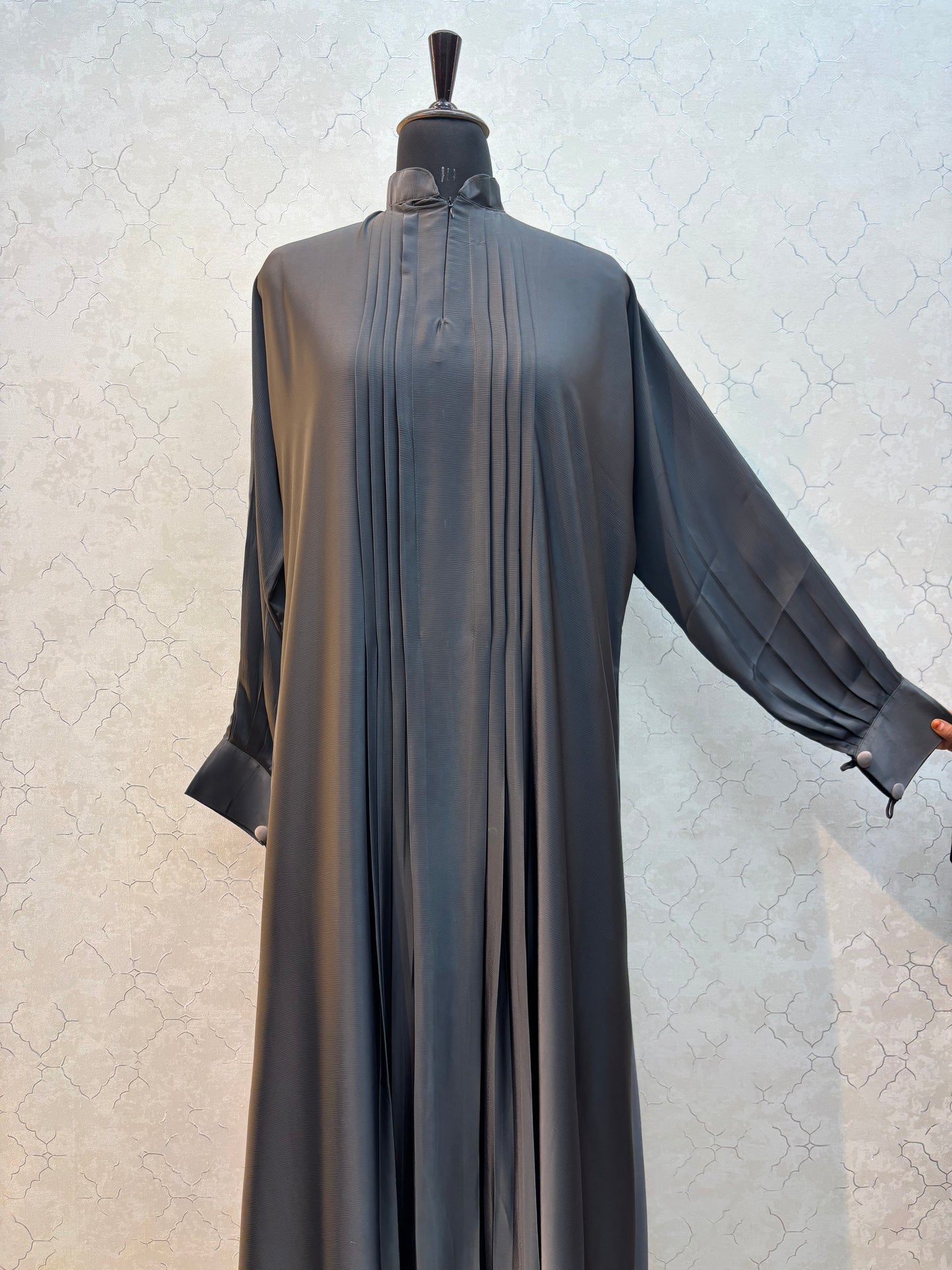 Elegant Front Pleat Burkha Tick Tok Fabric