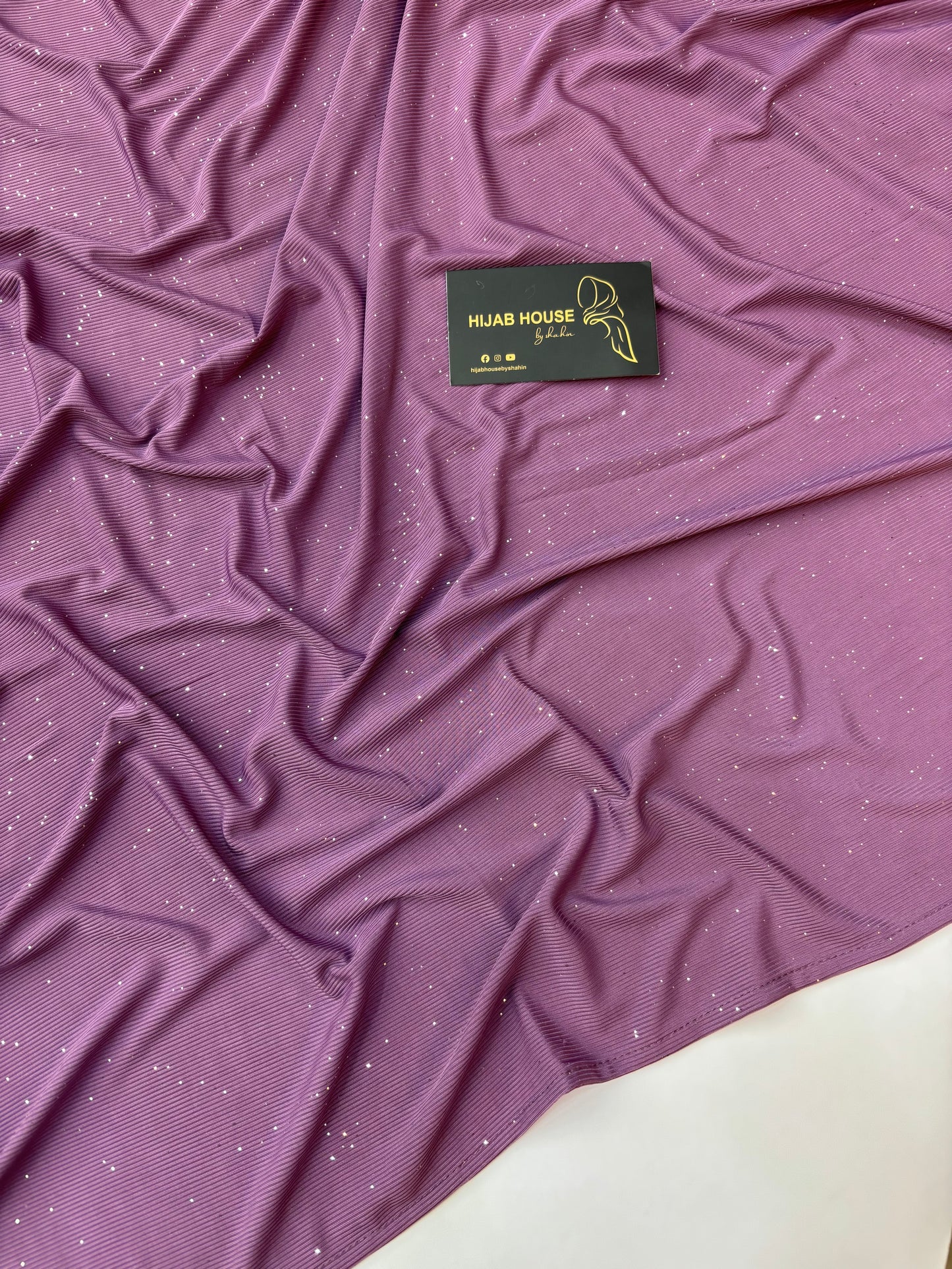 Ribbed Jersey Hijab with Shimmer Dots Plum Mauve