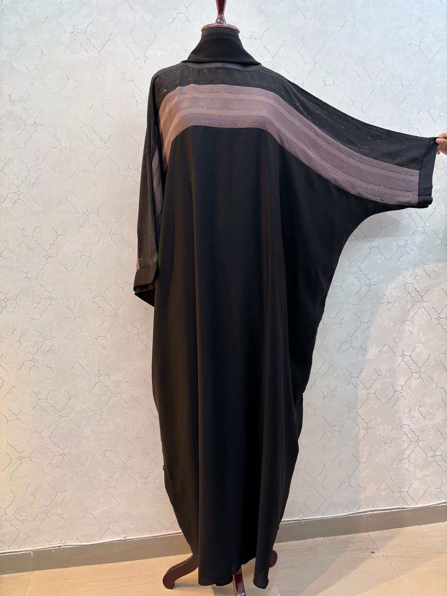 Swarovski Abaya Double Shaded Premium Nida Fabric ( free size )